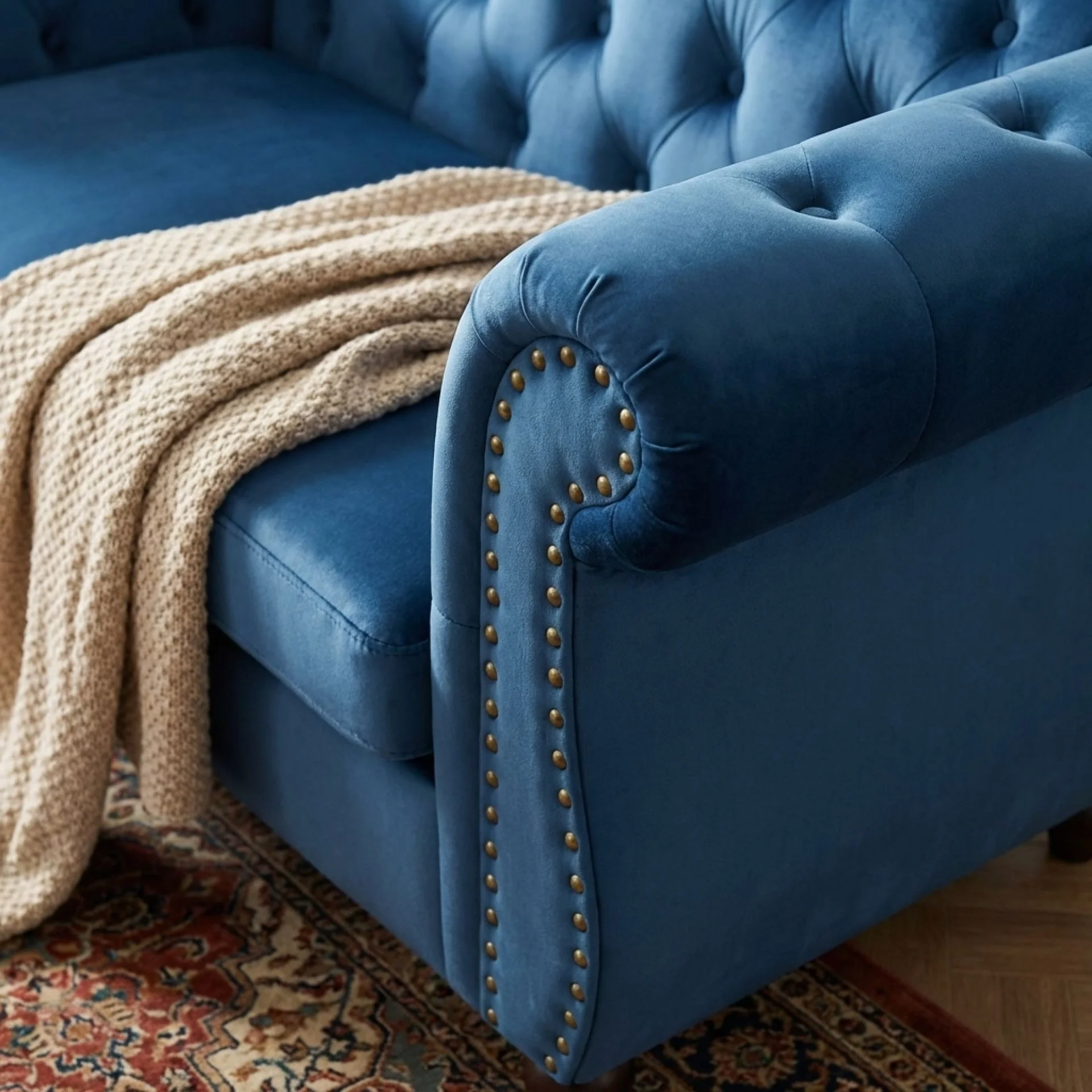 Emily Velvet 2 Seater Sofa – Dark Blue - Image 6