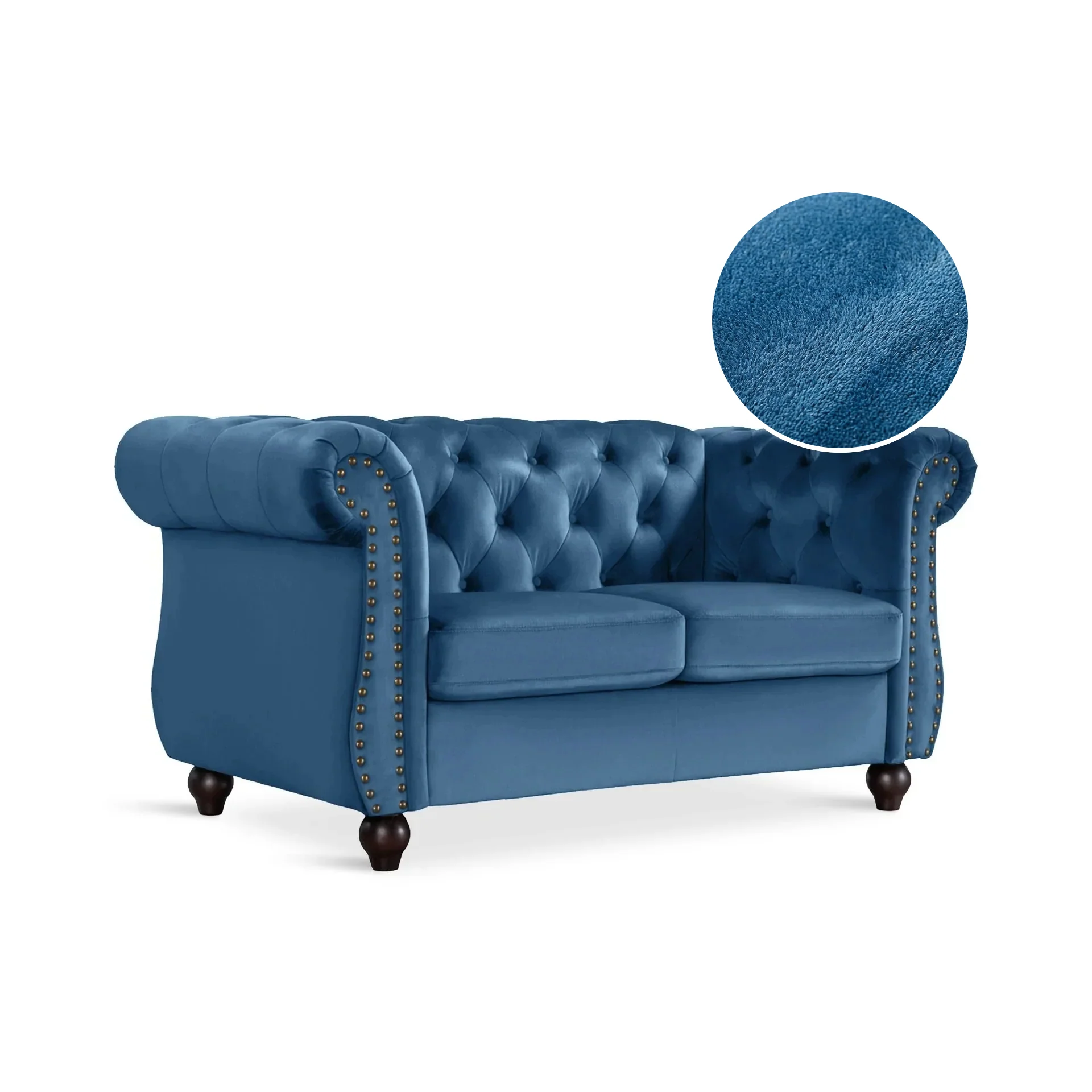Emily Velvet 2 Seater Sofa – Dark Blue - Image 7