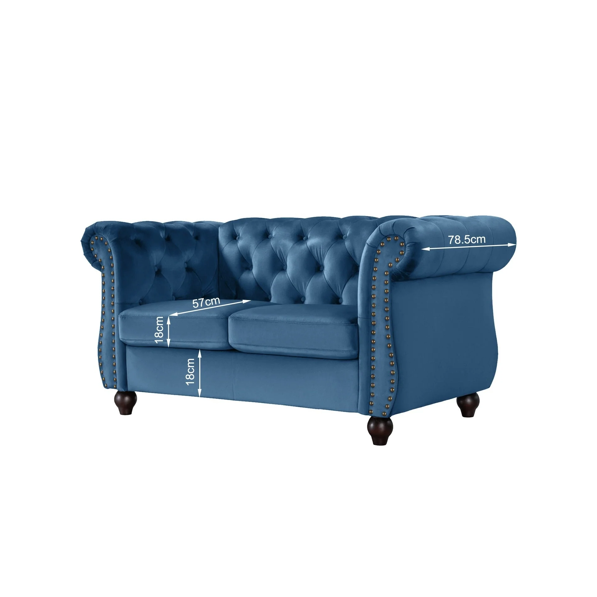 Emily Velvet 2 Seater Sofa – Dark Blue - Image 9