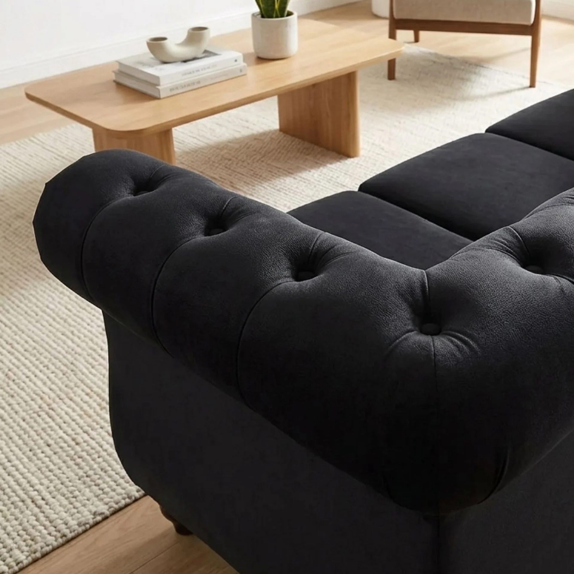 Emily Velvet 3 Seater Sofa – Black - Image 5