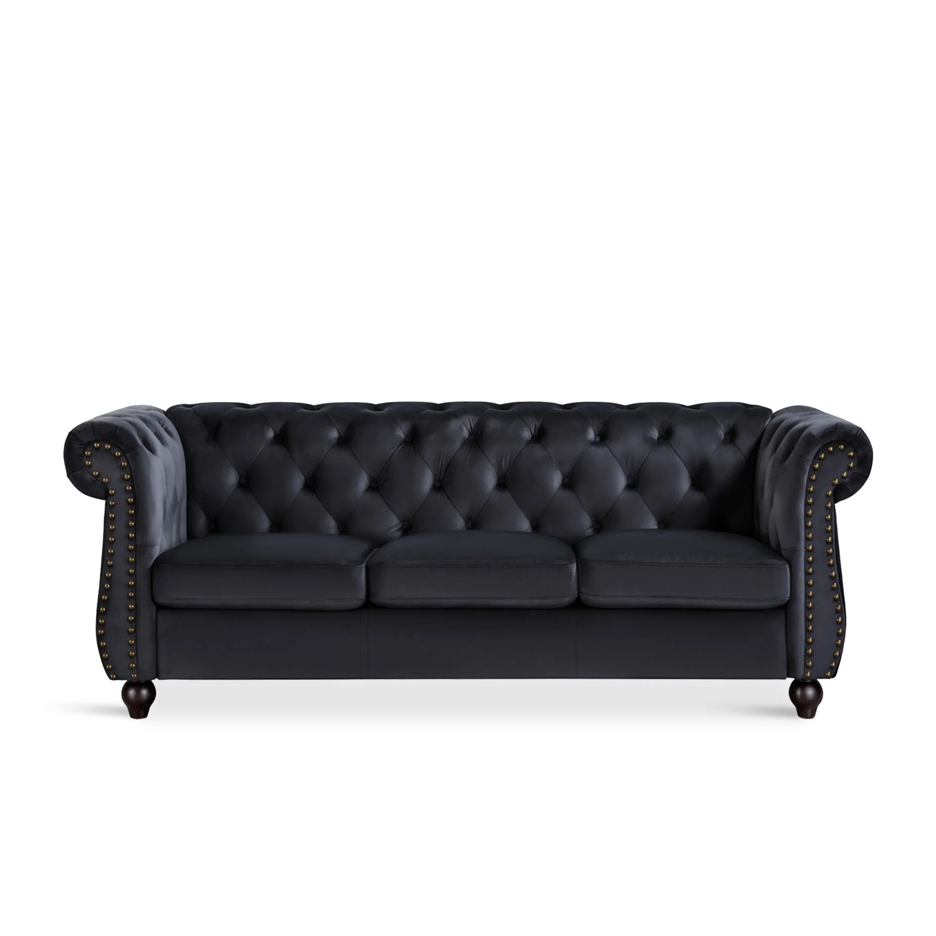 Emily Velvet 3 Seater Sofa – Black - Image 8