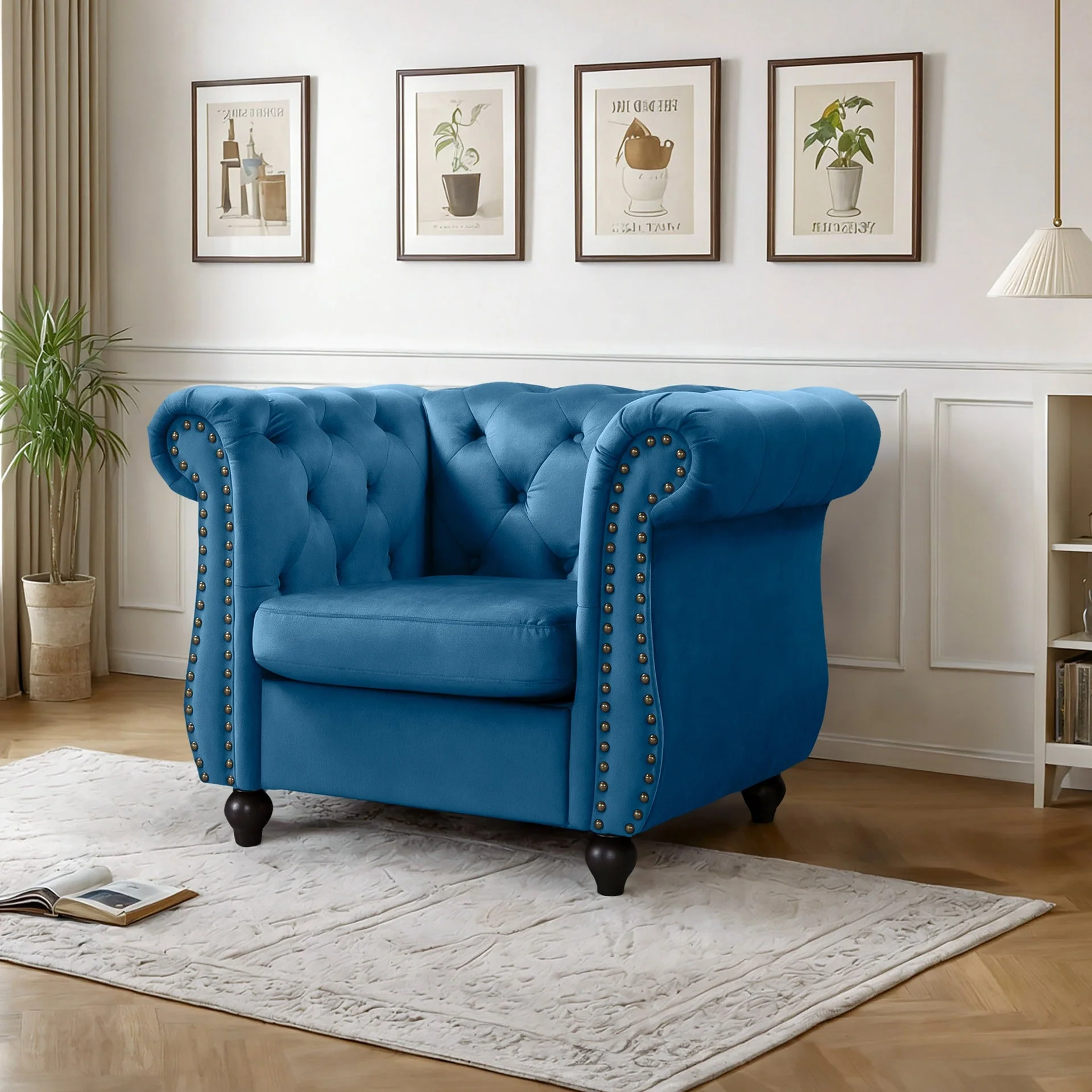 Emily Velvet Occasional Chair – Dark Blue