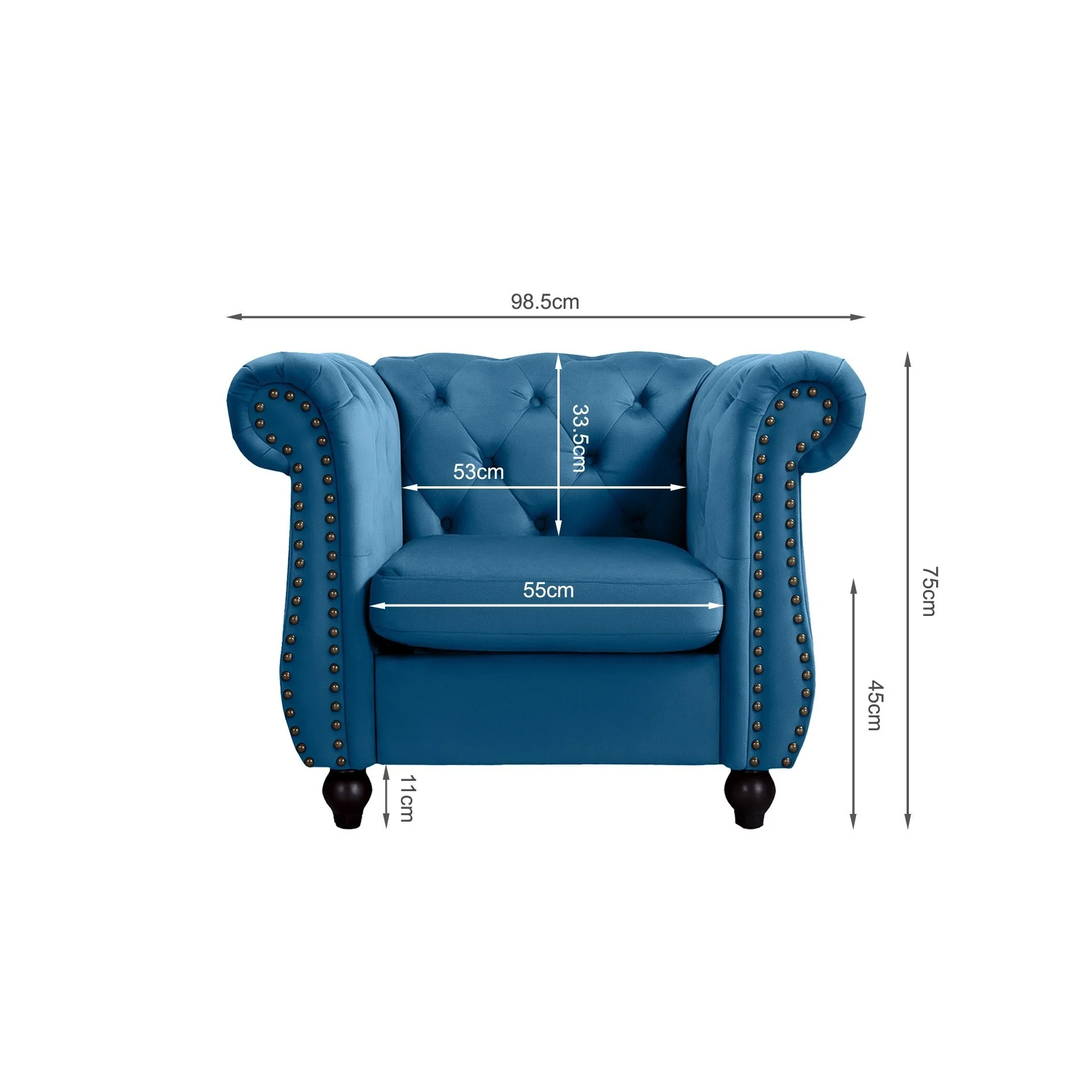 Emily Velvet Occasional Chair – Dark Blue - Image 10