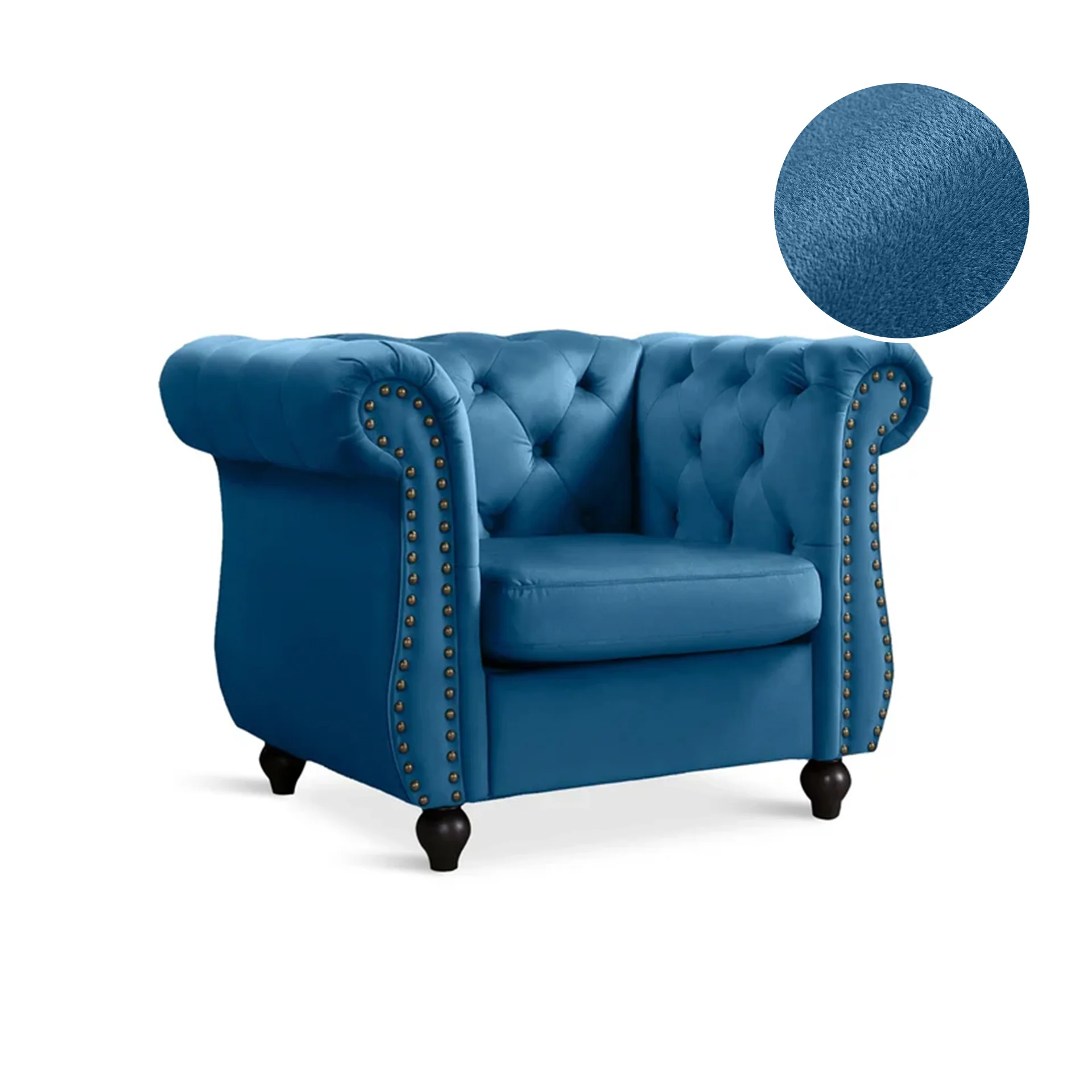 Emily Velvet Occasional Chair – Dark Blue - Image 5