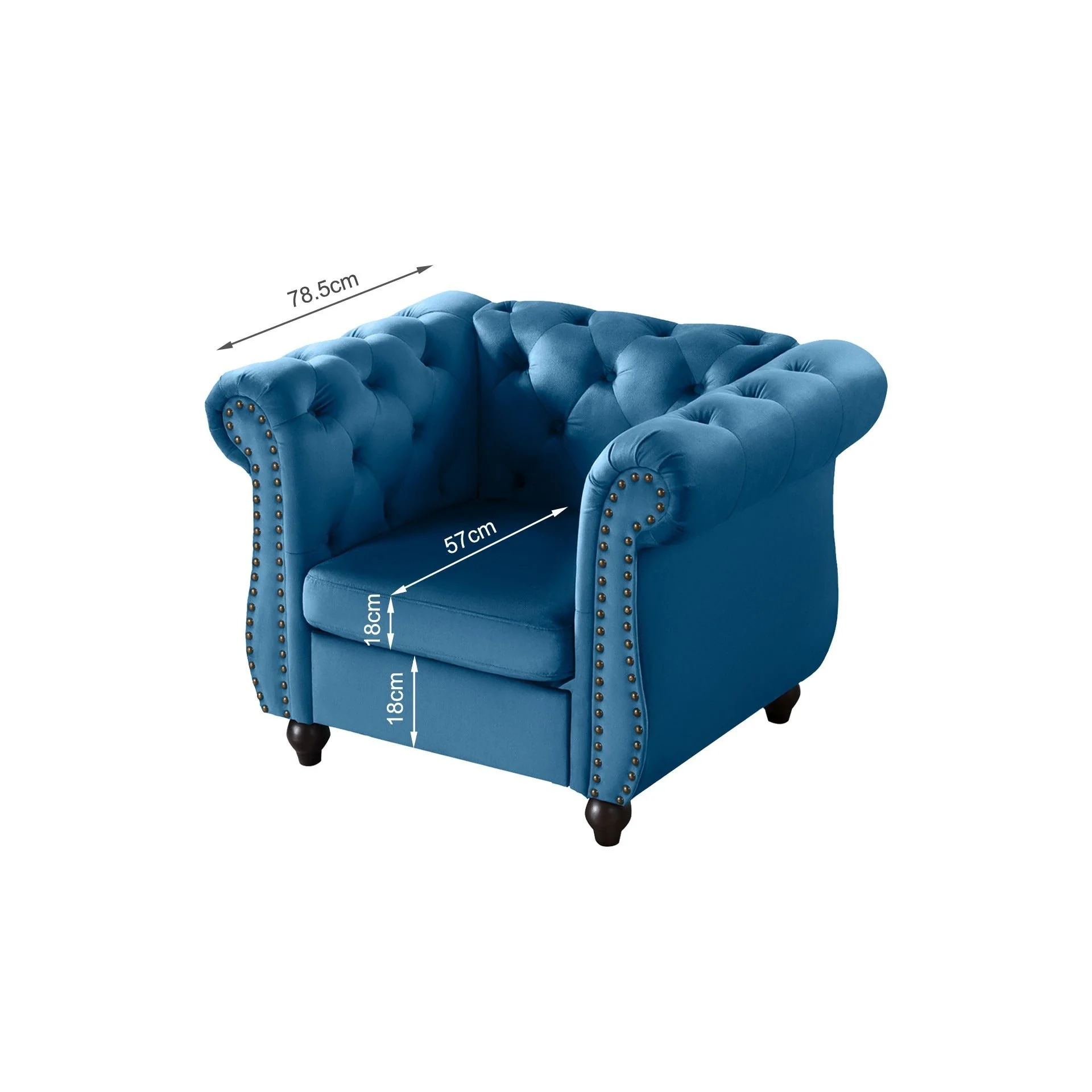 Emily Velvet Occasional Chair – Dark Blue - Image 9