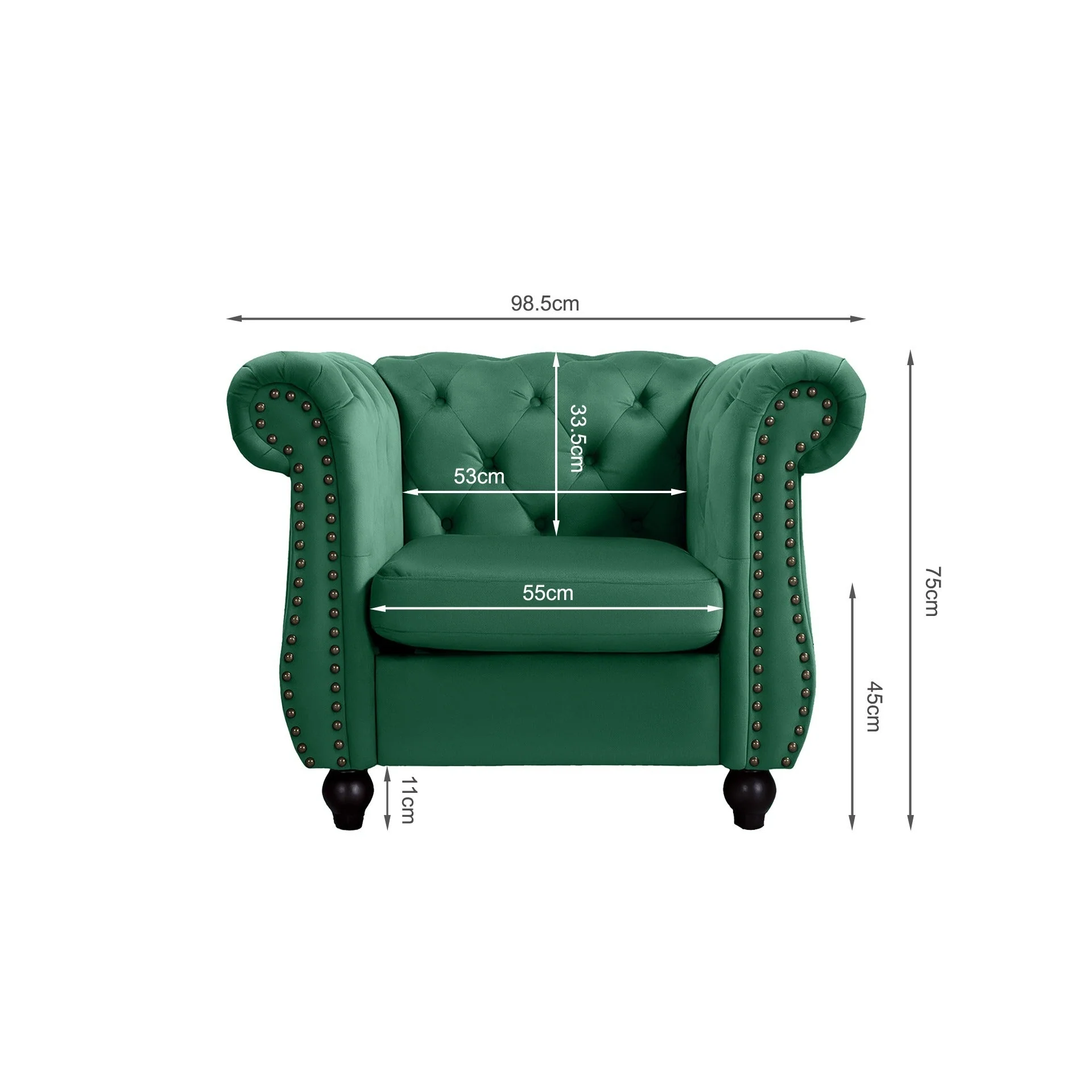 Emily Velvet Occasional Chair - Green - Image 10