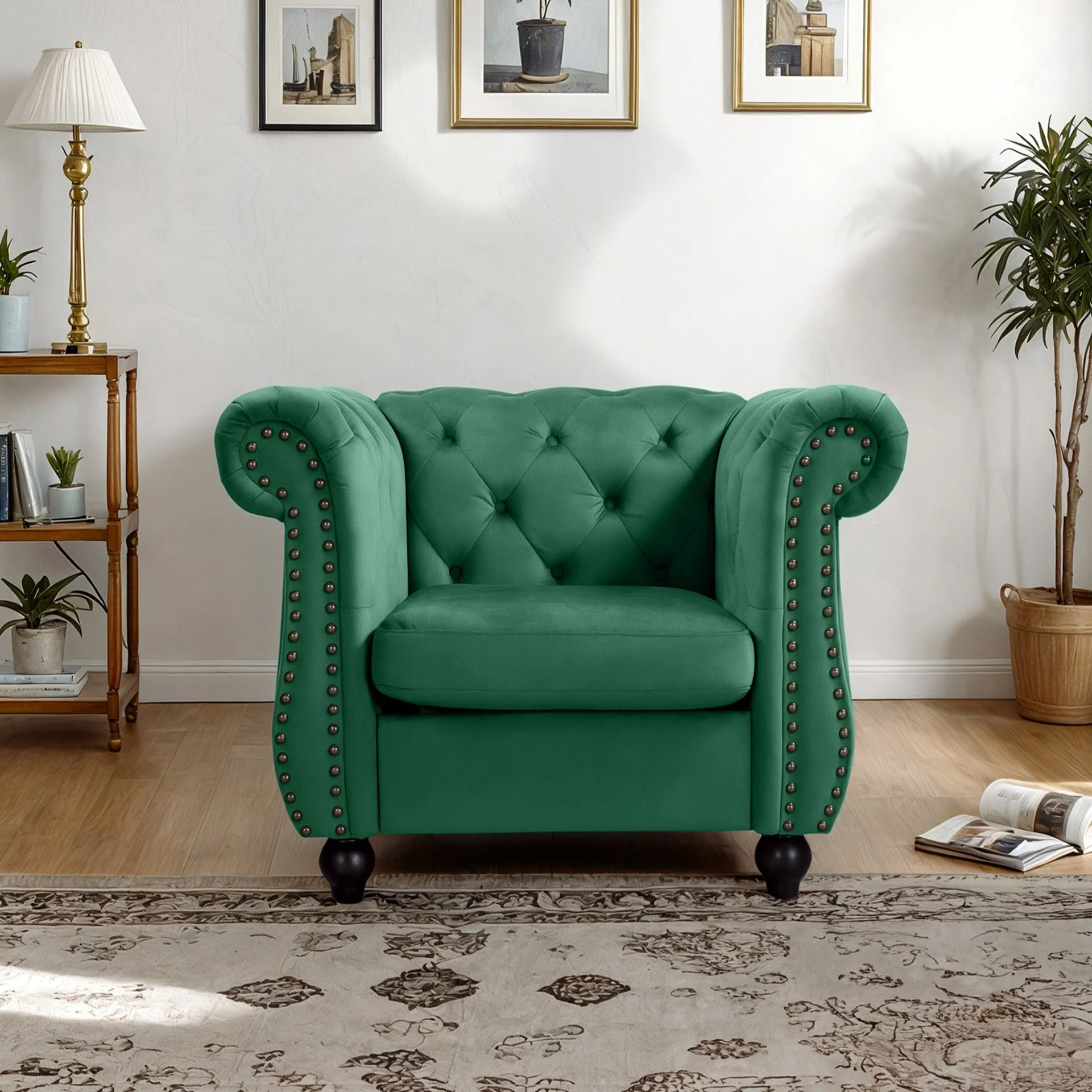Emily Velvet Occasional Chair - Green - Image 3