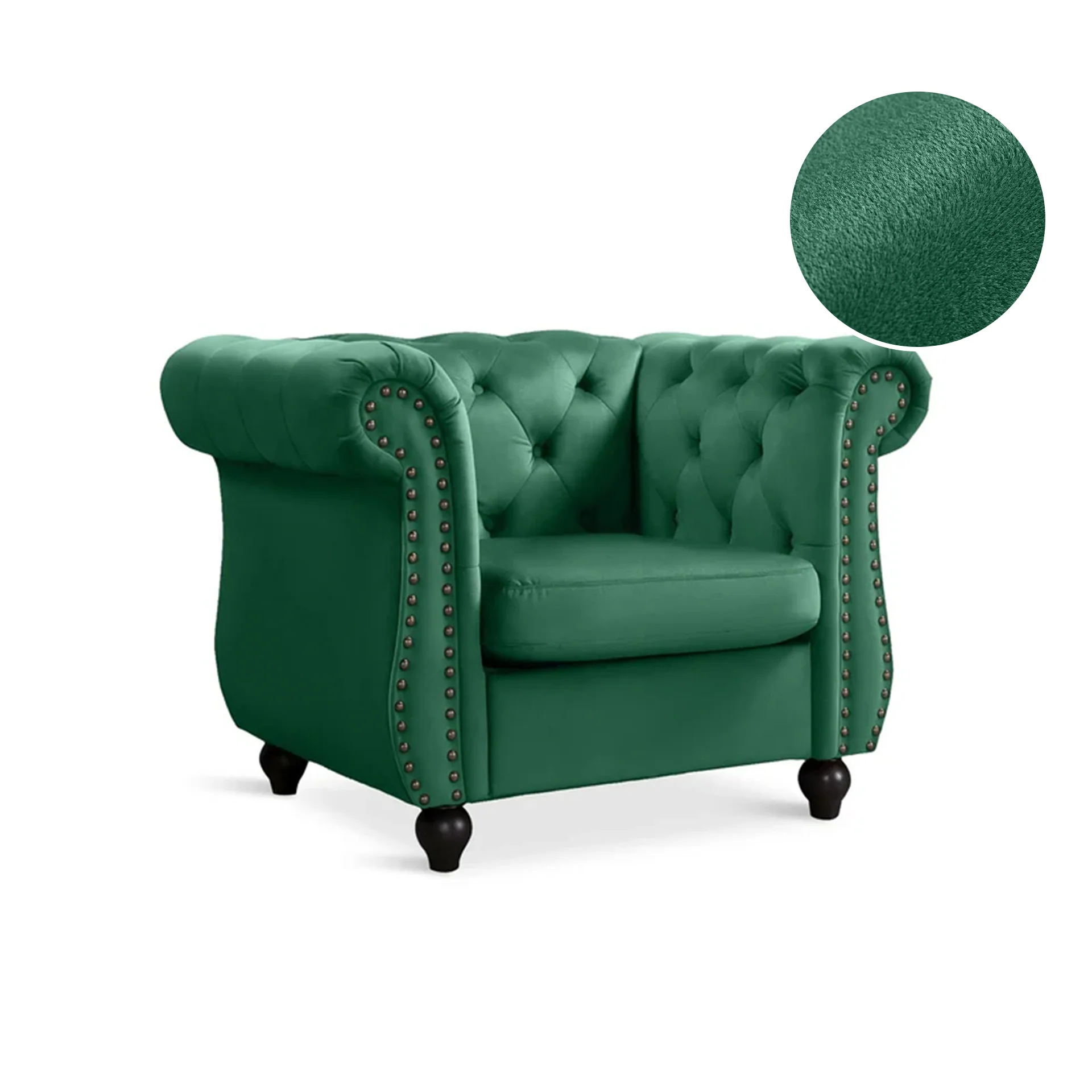 Emily Velvet Occasional Chair - Green - Image 5