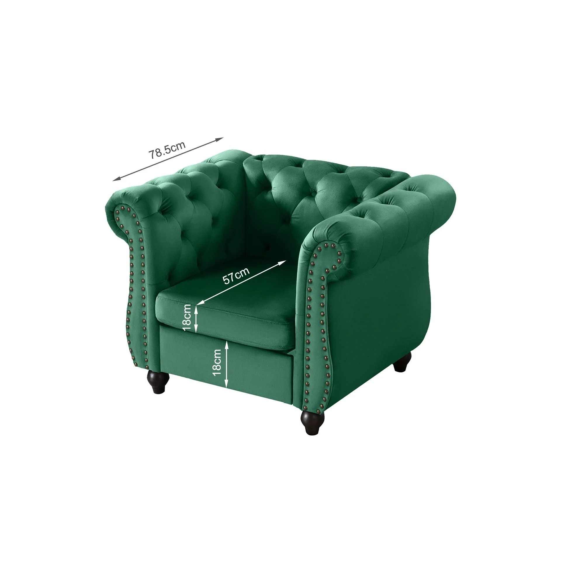 Emily Velvet Occasional Chair - Green - Image 9
