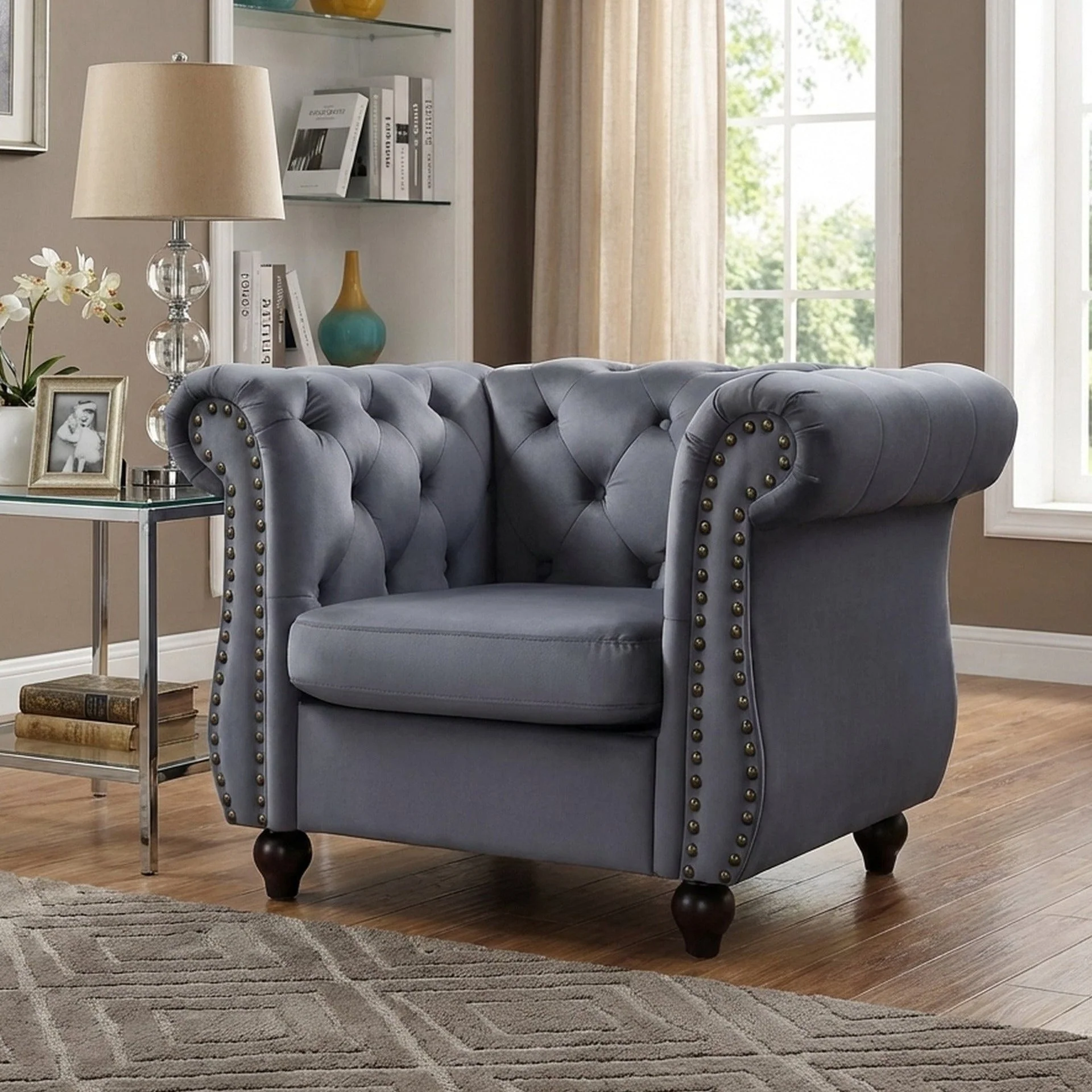 Emily Velvet Occasional Chair - Grey