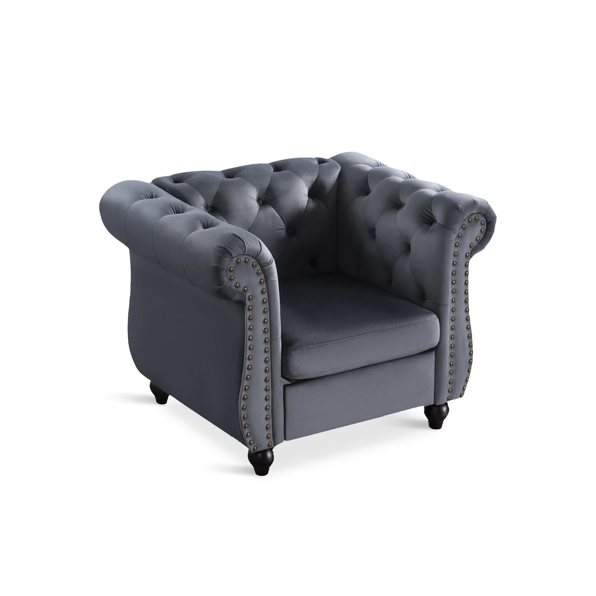 Emily Velvet Occasional Chair - Grey - Image 10