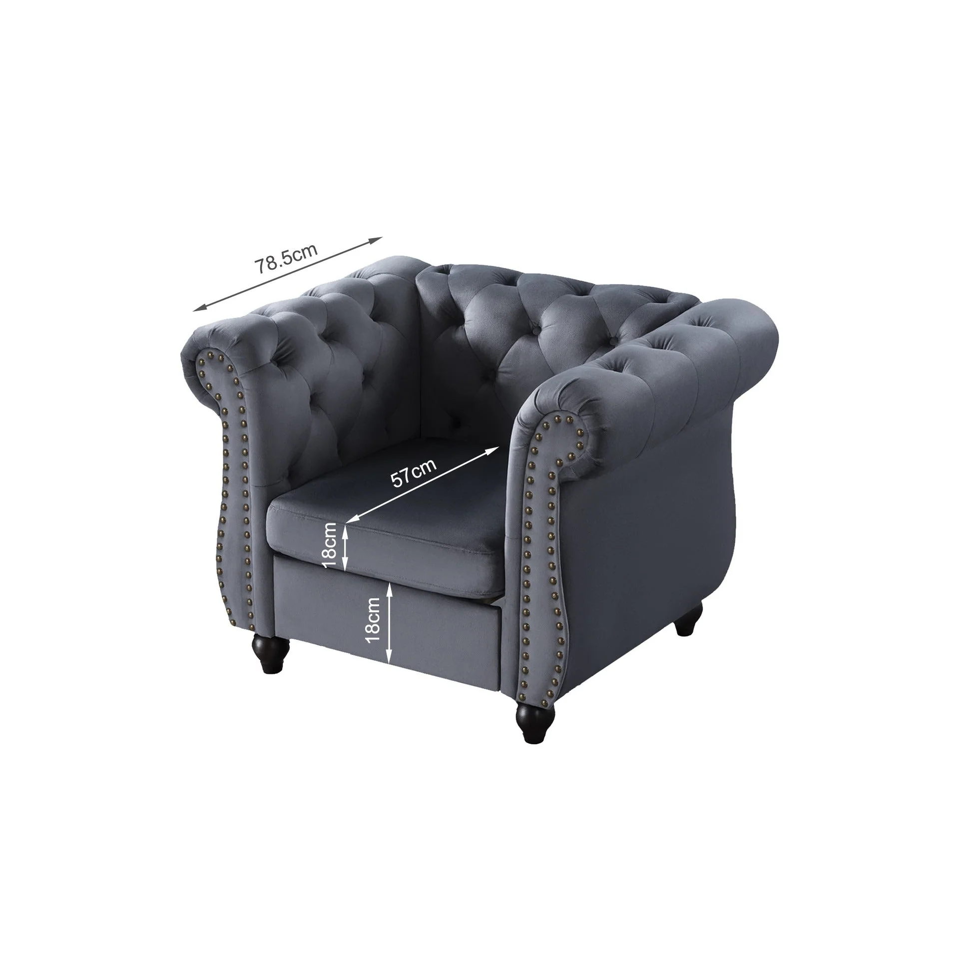 Emily Velvet Occasional Chair - Grey - Image 11
