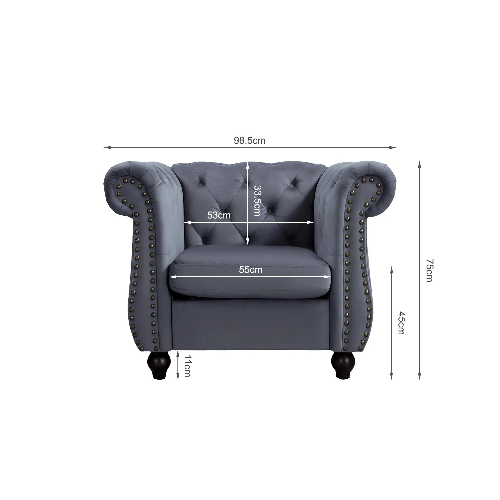 Emily Velvet Occasional Chair - Grey - Image 12