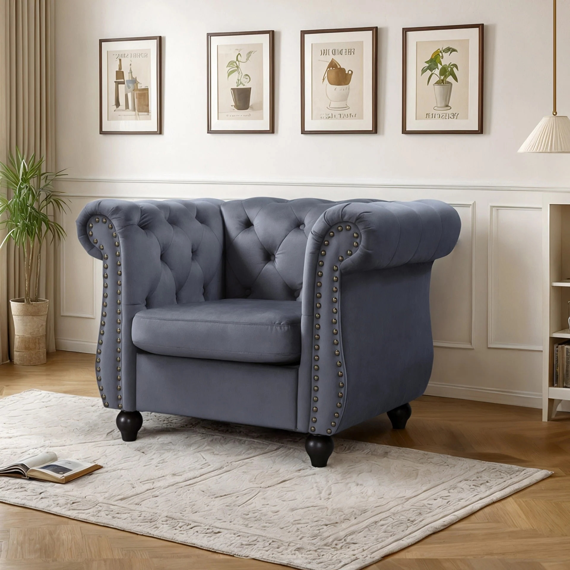 Emily Velvet Occasional Chair - Grey - Image 4