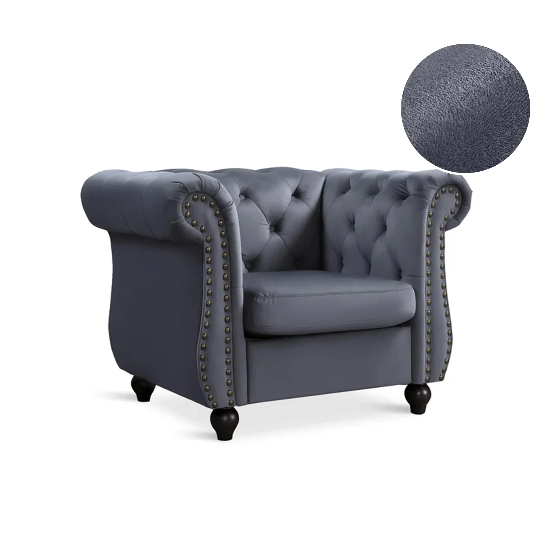 Emily Velvet Occasional Chair - Grey - Image 7