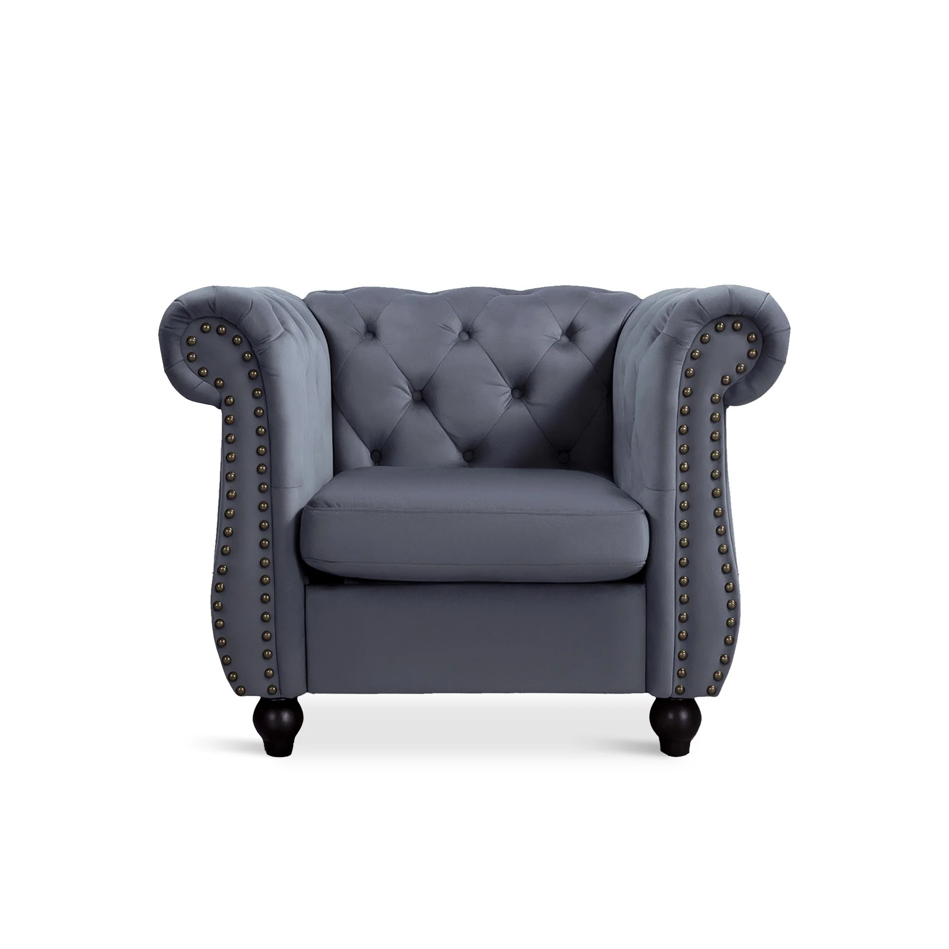 Emily Velvet Occasional Chair - Grey - Image 8