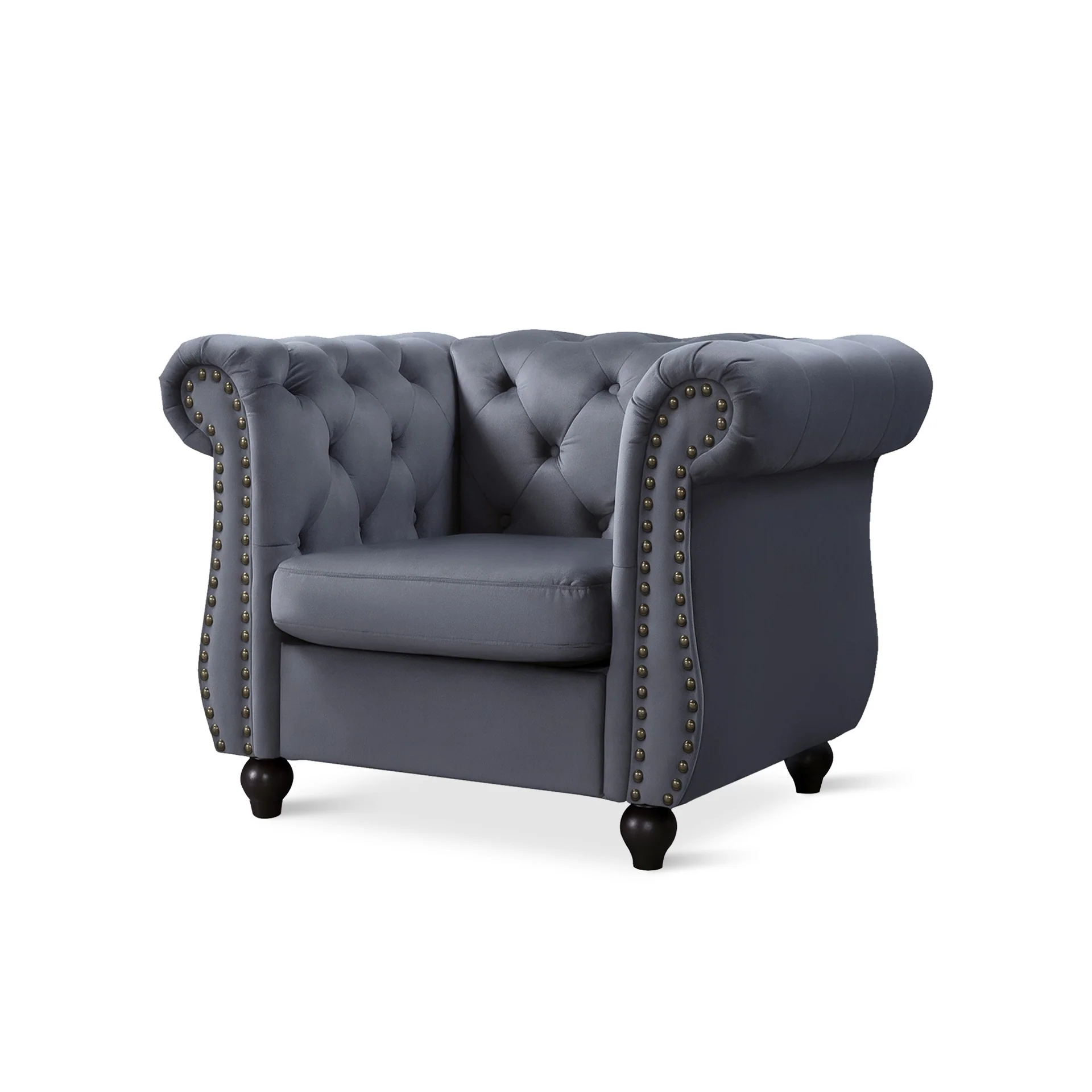 Emily Velvet Occasional Chair - Grey - Image 9