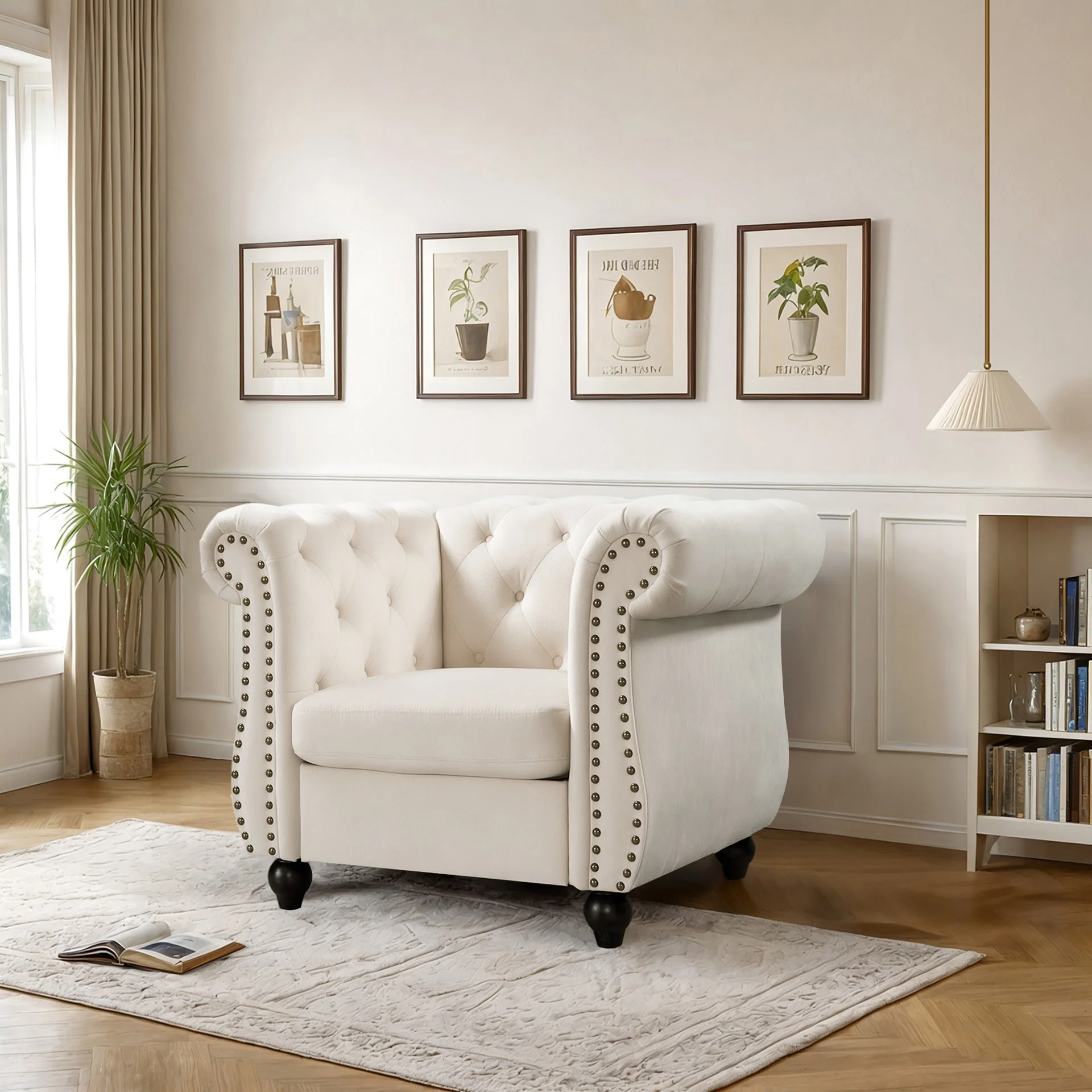 Emily Velvet Occasional Chair - Ivory