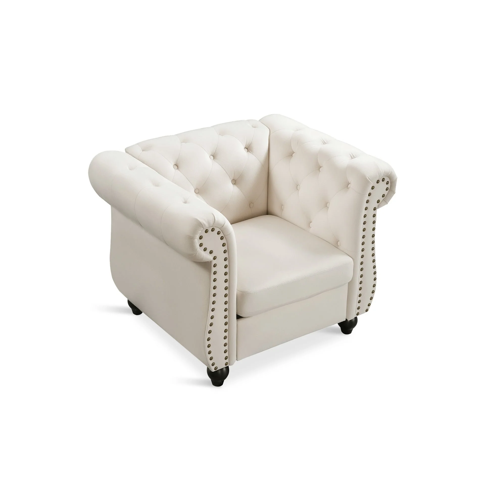 Emily Velvet Occasional Chair - Ivory - Image 10