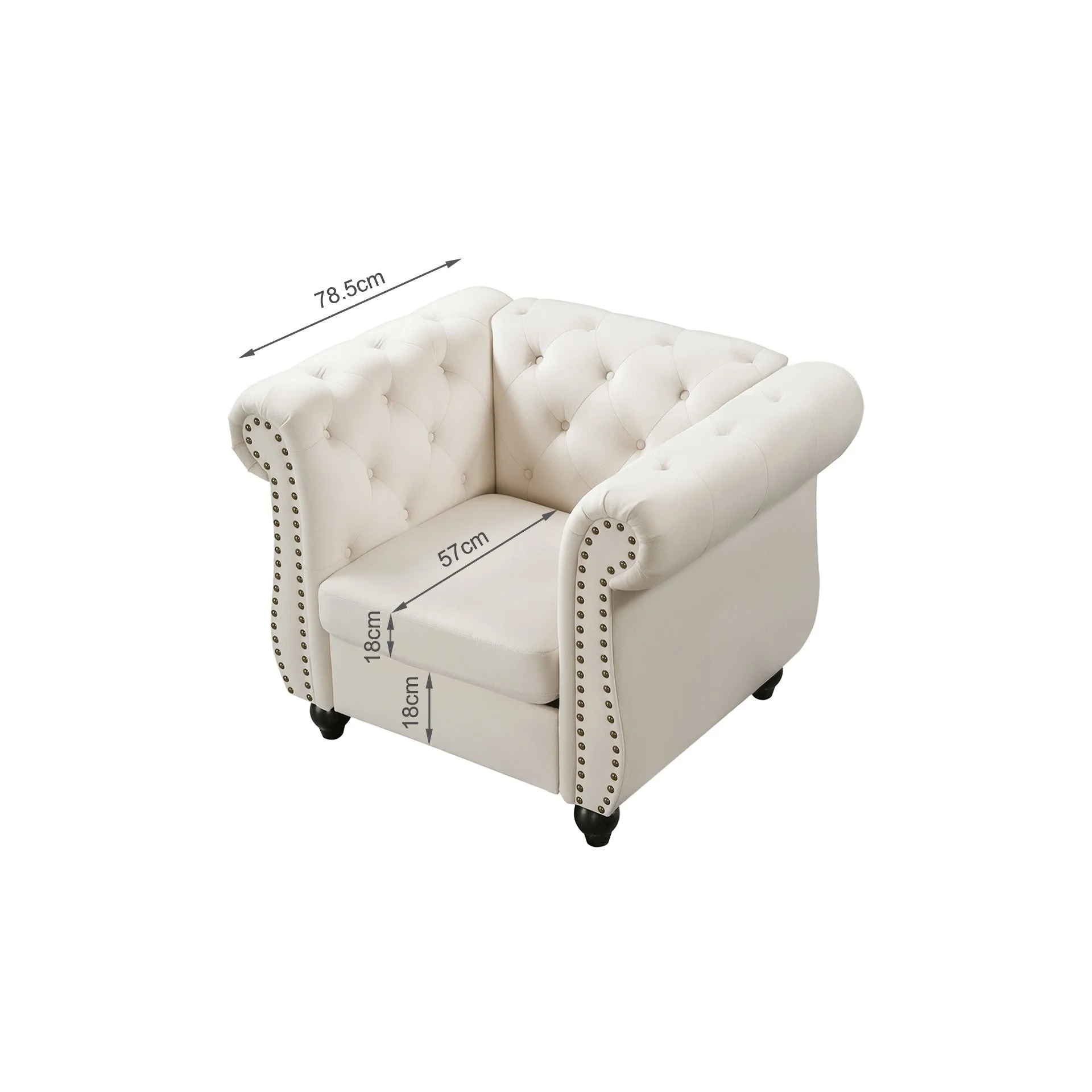 Emily Velvet Occasional Chair - Ivory - Image 11