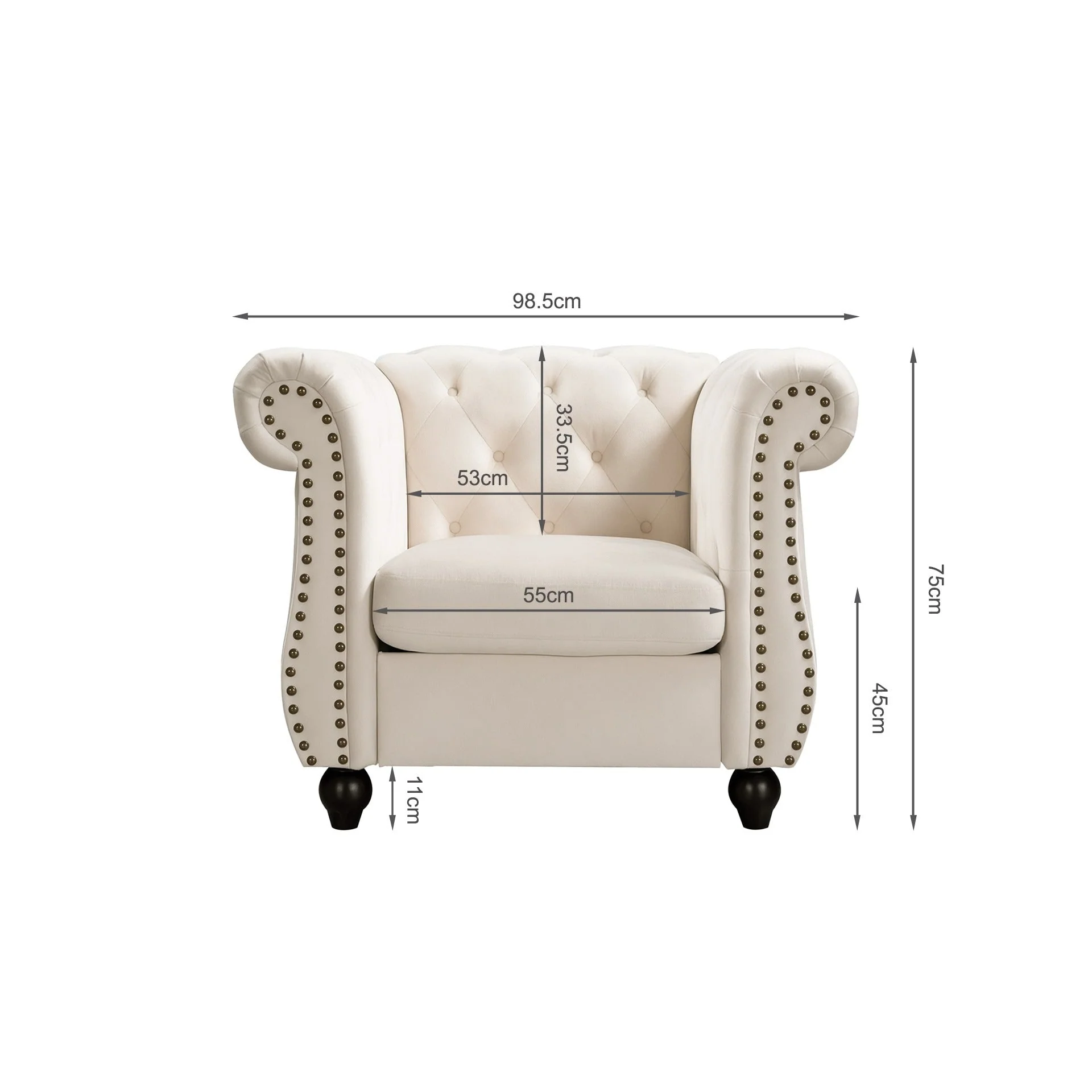 Emily Velvet Occasional Chair - Ivory - Image 12