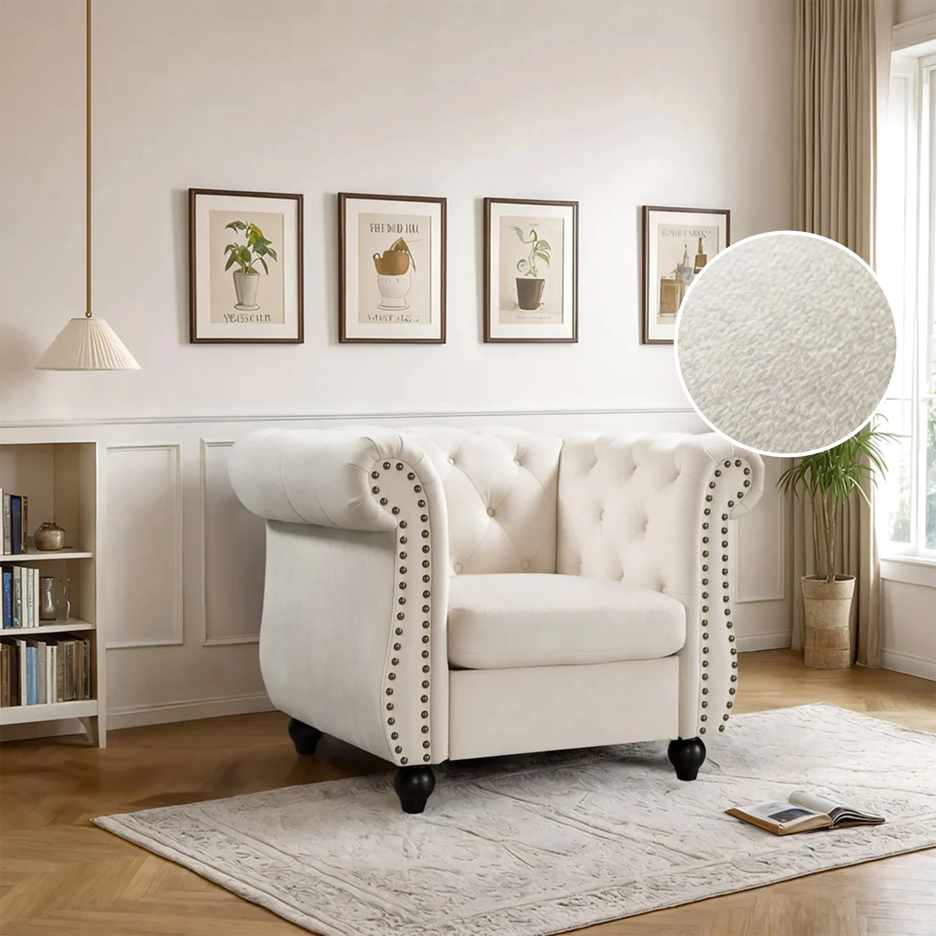 Emily Velvet Occasional Chair - Ivory - Image 2