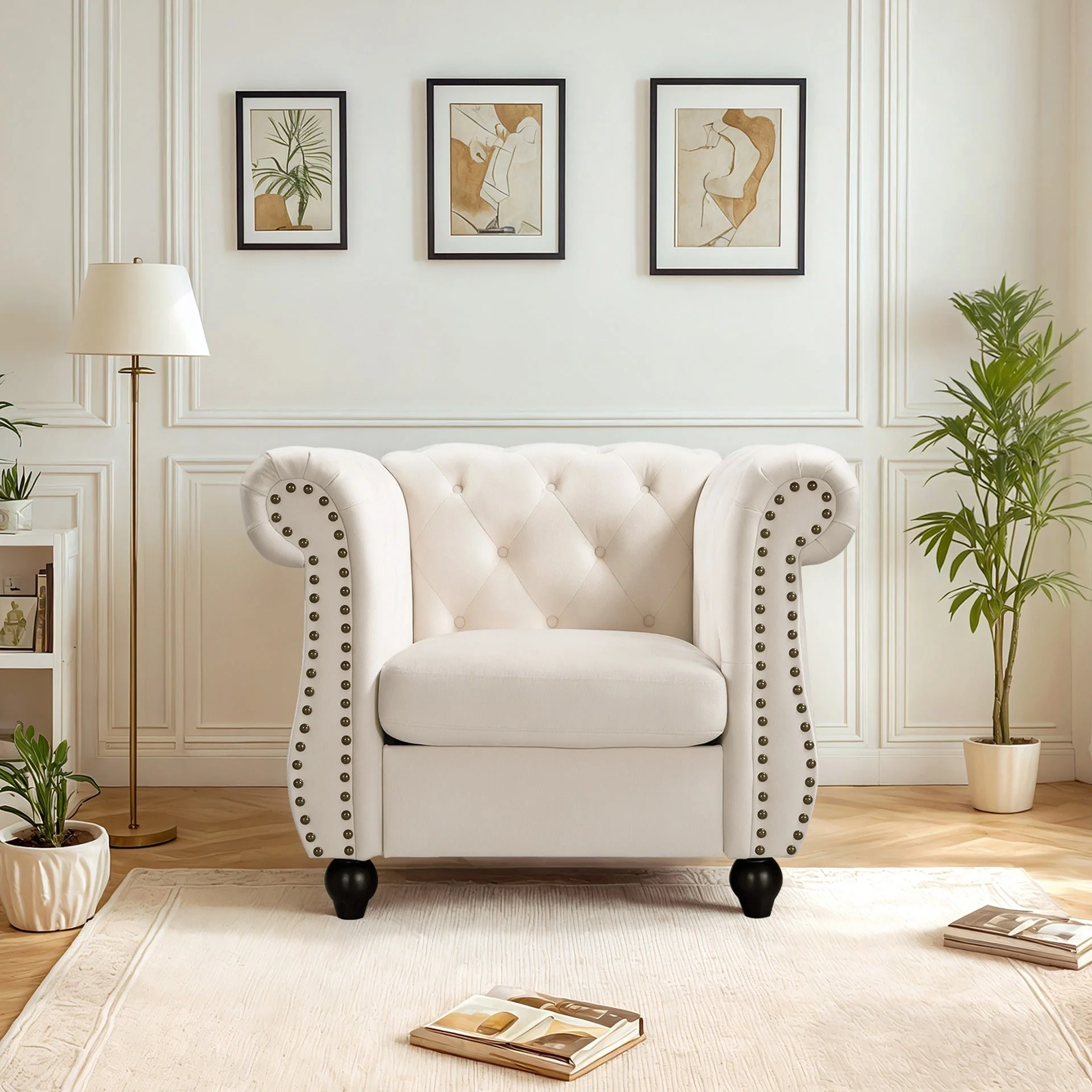 Emily Velvet Occasional Chair - Ivory - Image 3