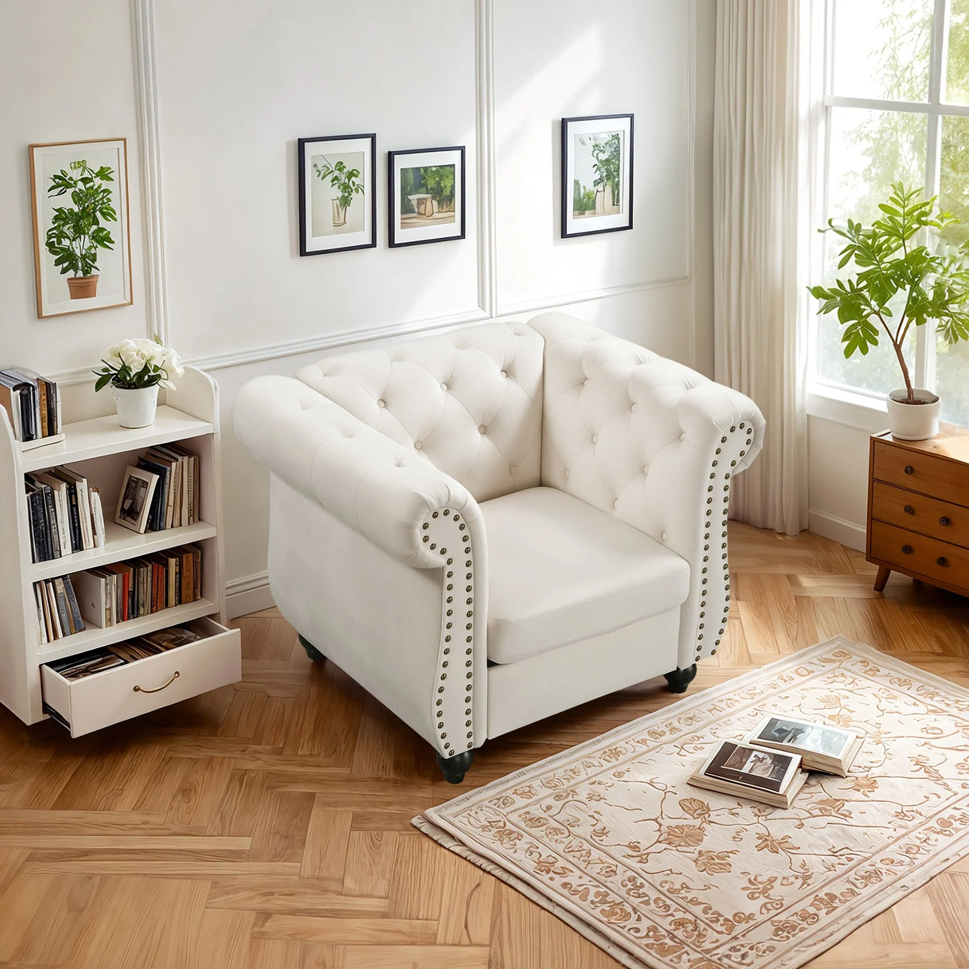 Emily Velvet Occasional Chair - Ivory - Image 4