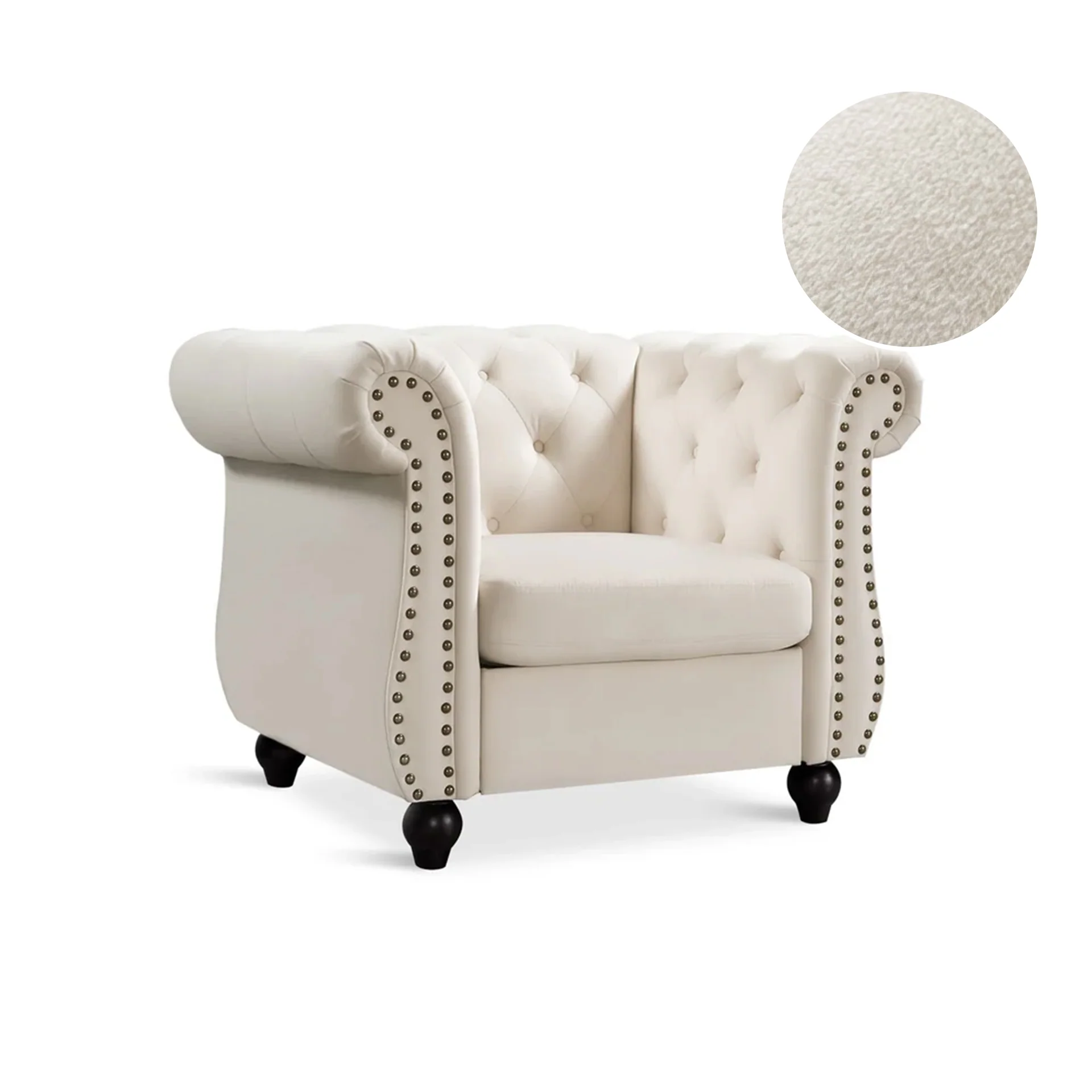 Emily Velvet Occasional Chair - Ivory - Image 7