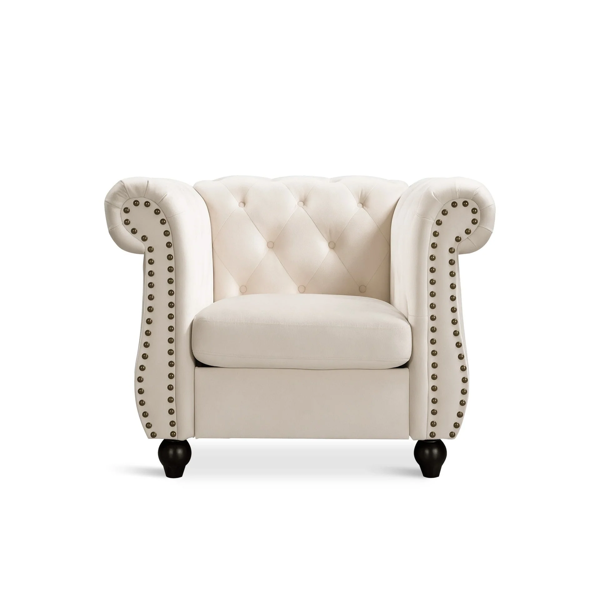 Emily Velvet Occasional Chair - Ivory - Image 8