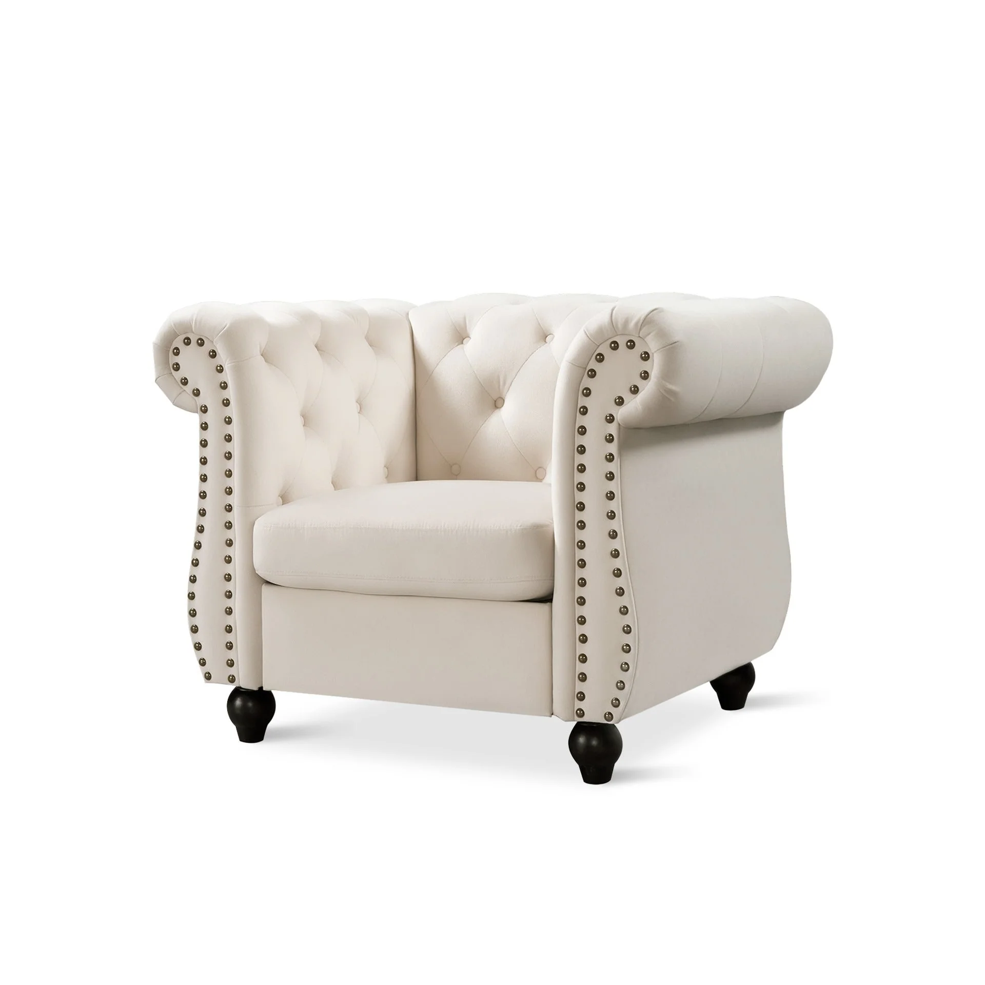 Emily Velvet Occasional Chair - Ivory - Image 9