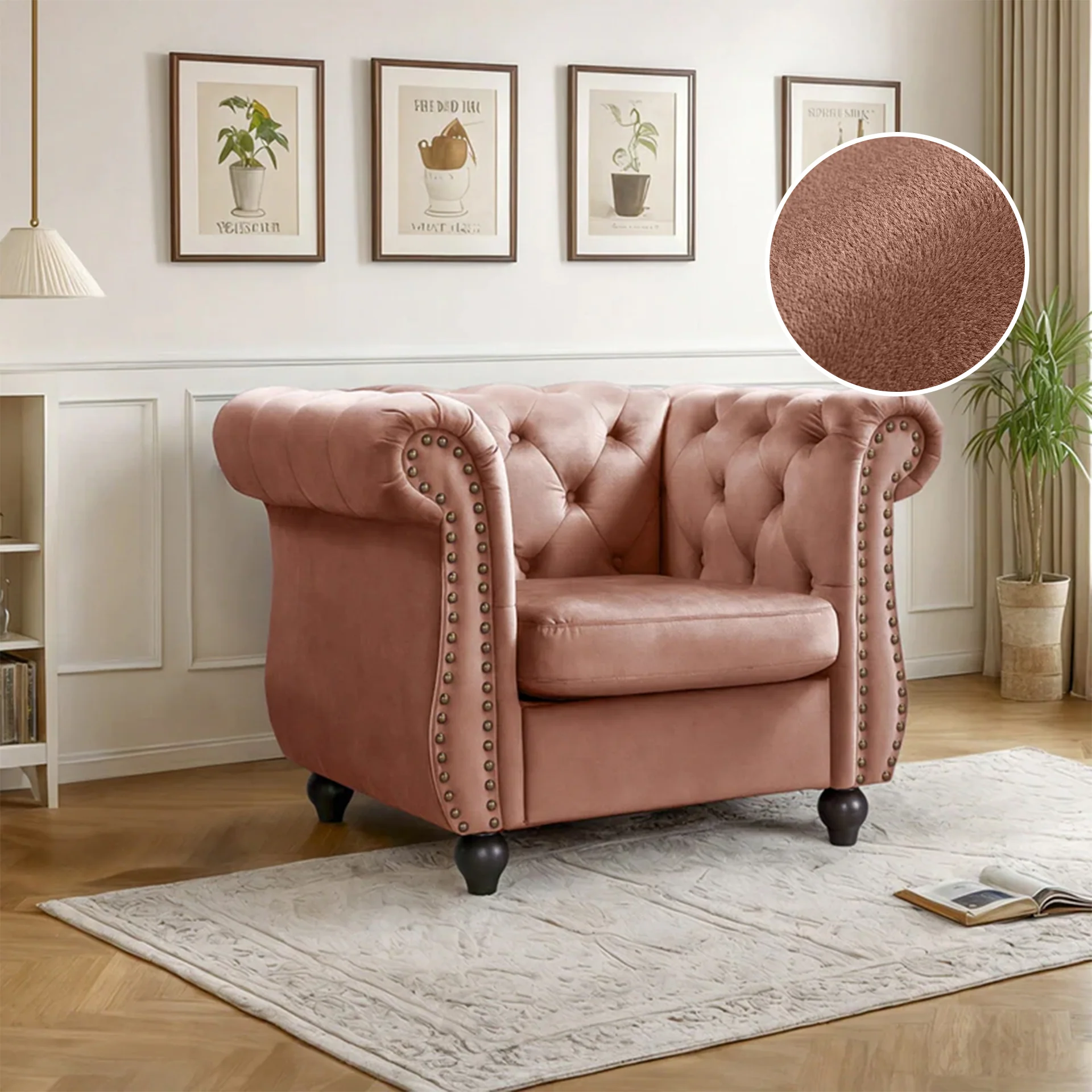 Emily Velvet Occasional Chair – Rose - Image 2