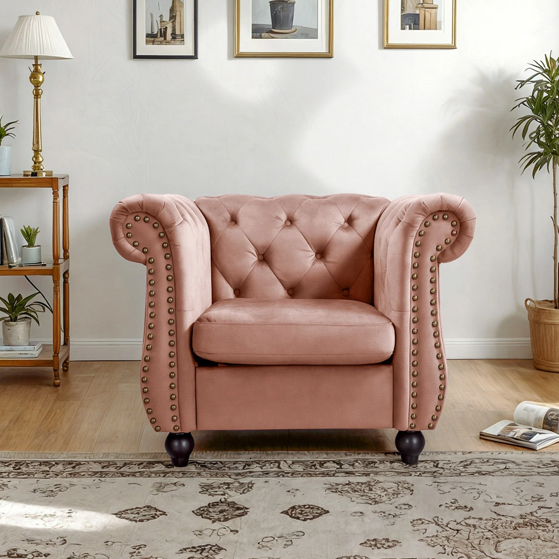 Emily Velvet Occasional Chair – Rose - Image 3