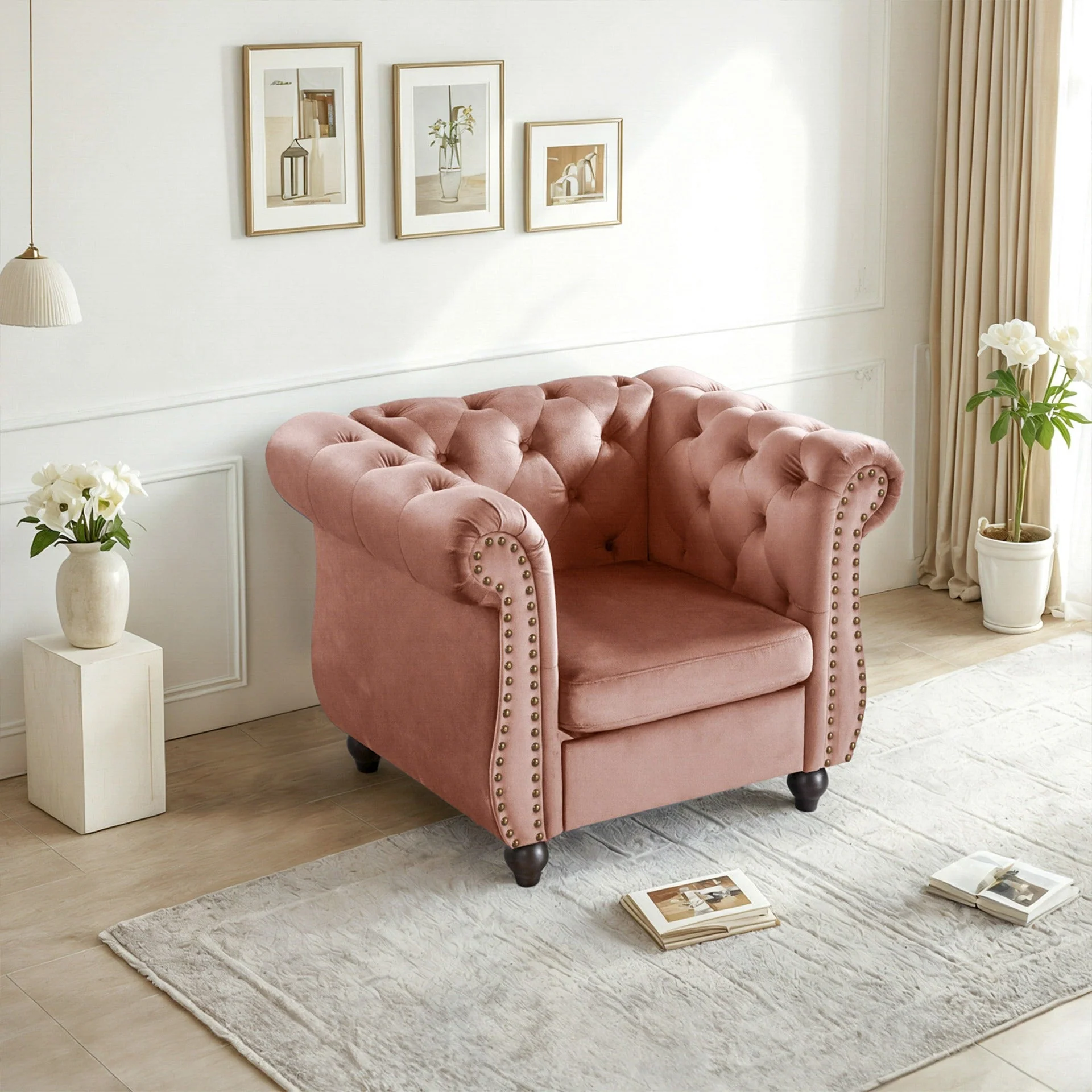 Emily Velvet Occasional Chair – Rose - Image 4