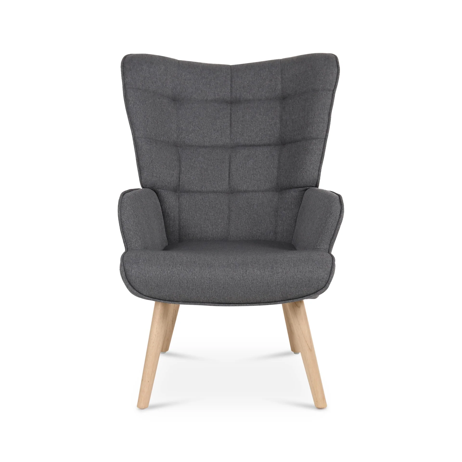 Emma Linen Armchair with Ottoman - Grey - Image 10