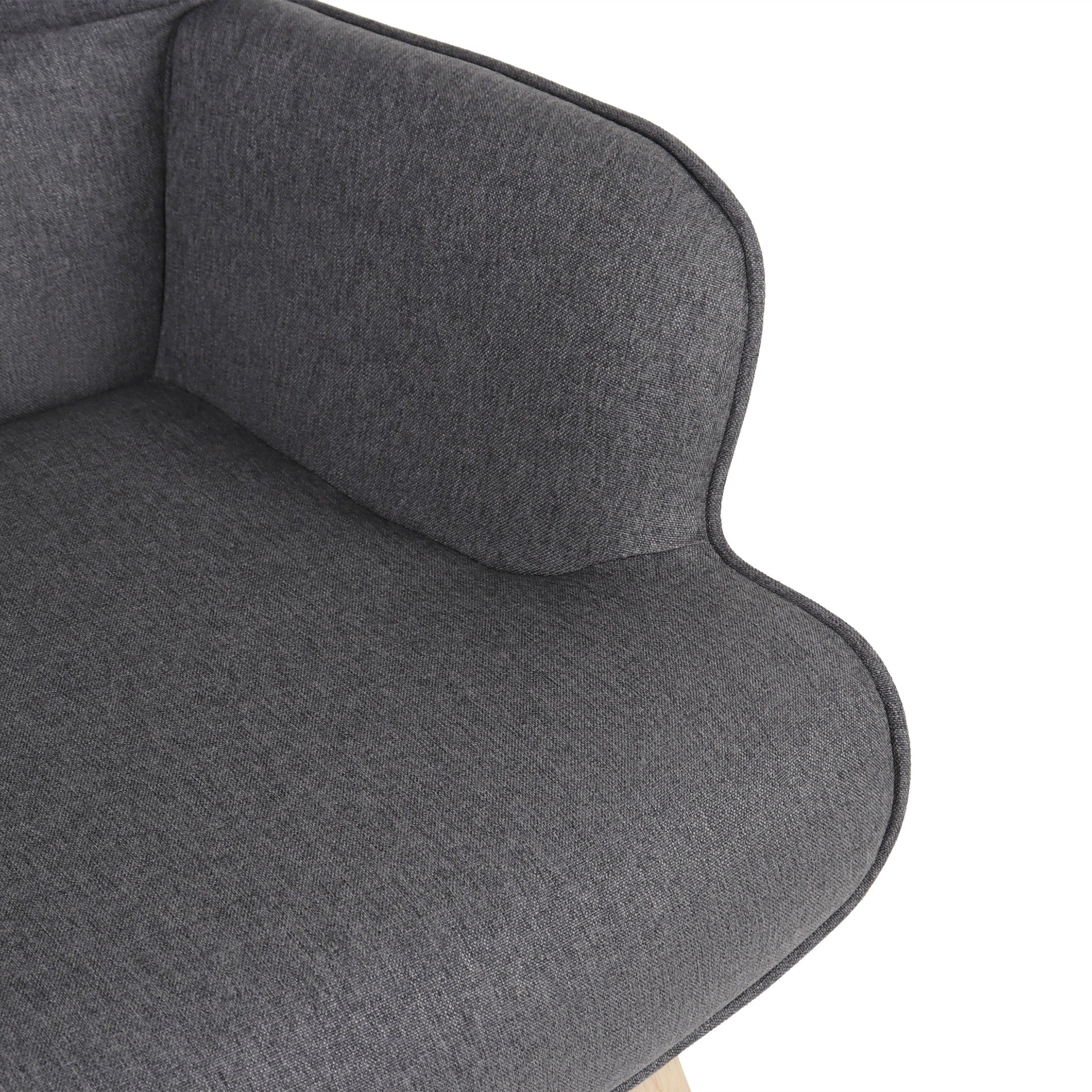 Emma Linen Armchair with Ottoman - Grey - Image 14