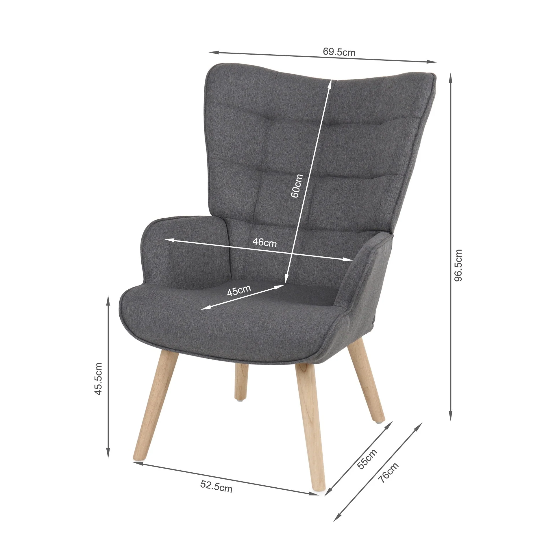 Emma Linen Armchair with Ottoman - Grey - Image 16