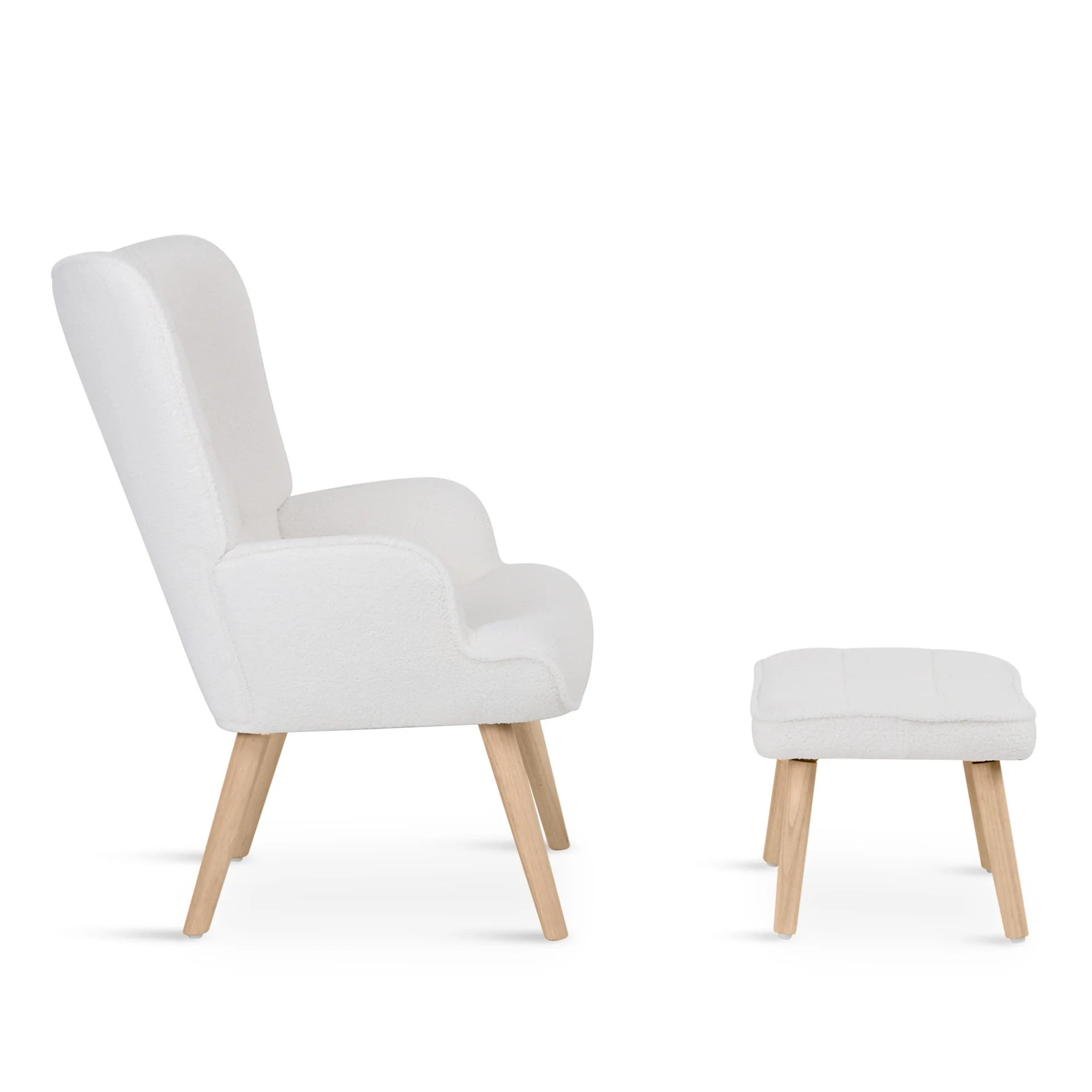 Emma Boucle Armchair with Ottoman - White - Image 10