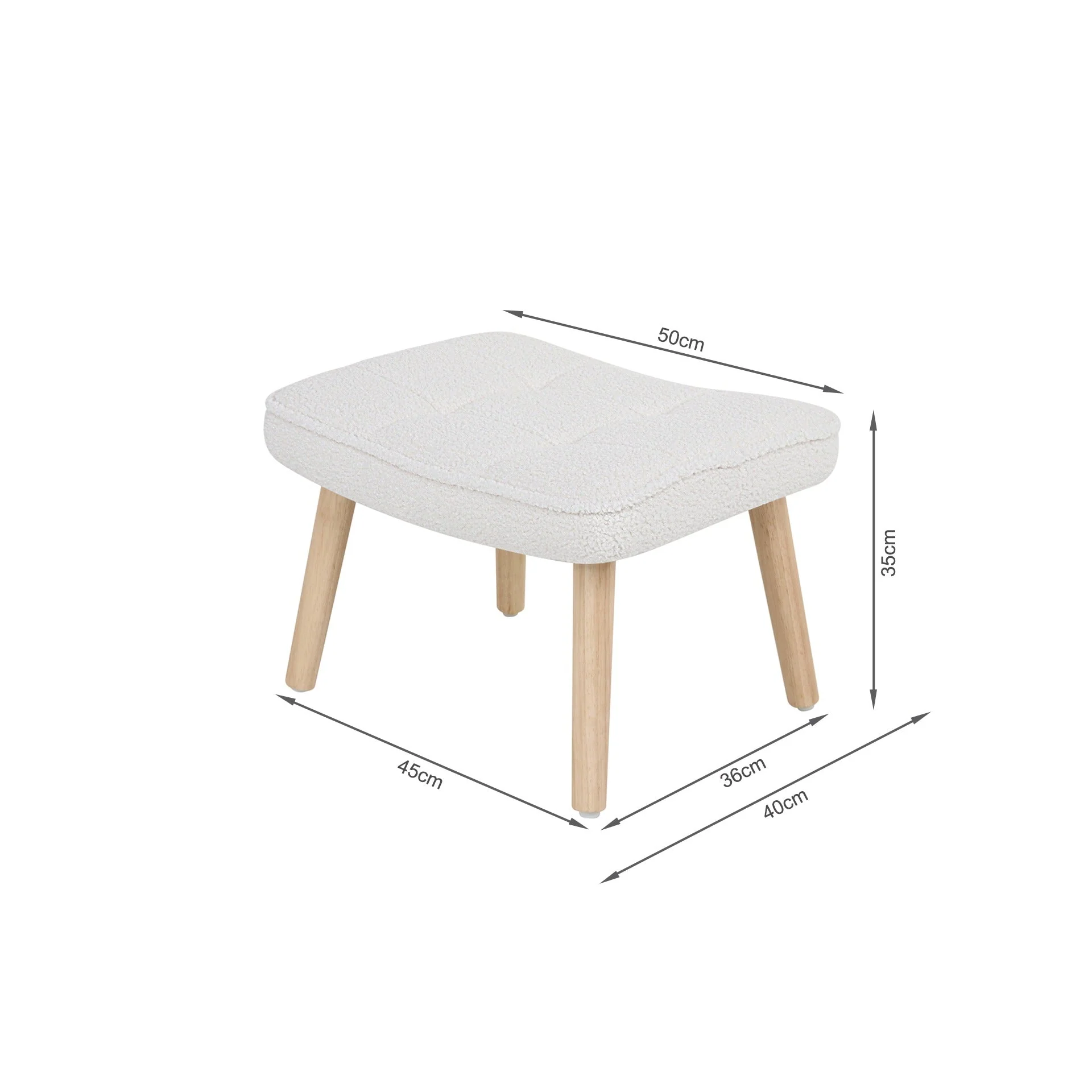 Emma Boucle Armchair with Ottoman - White - Image 17