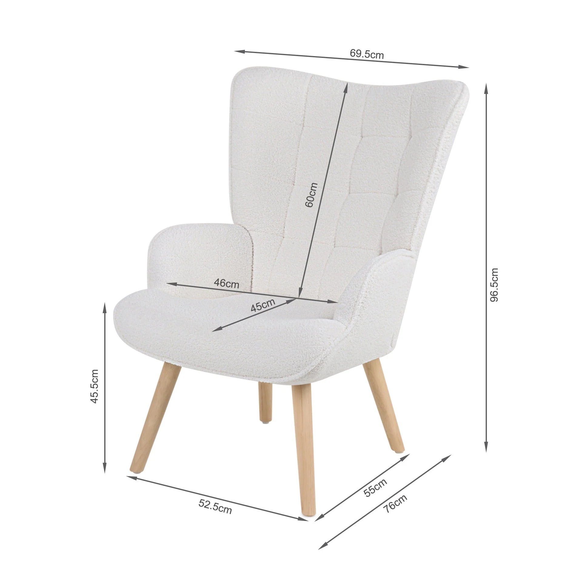 Emma Boucle Armchair with Ottoman - White - Image 18