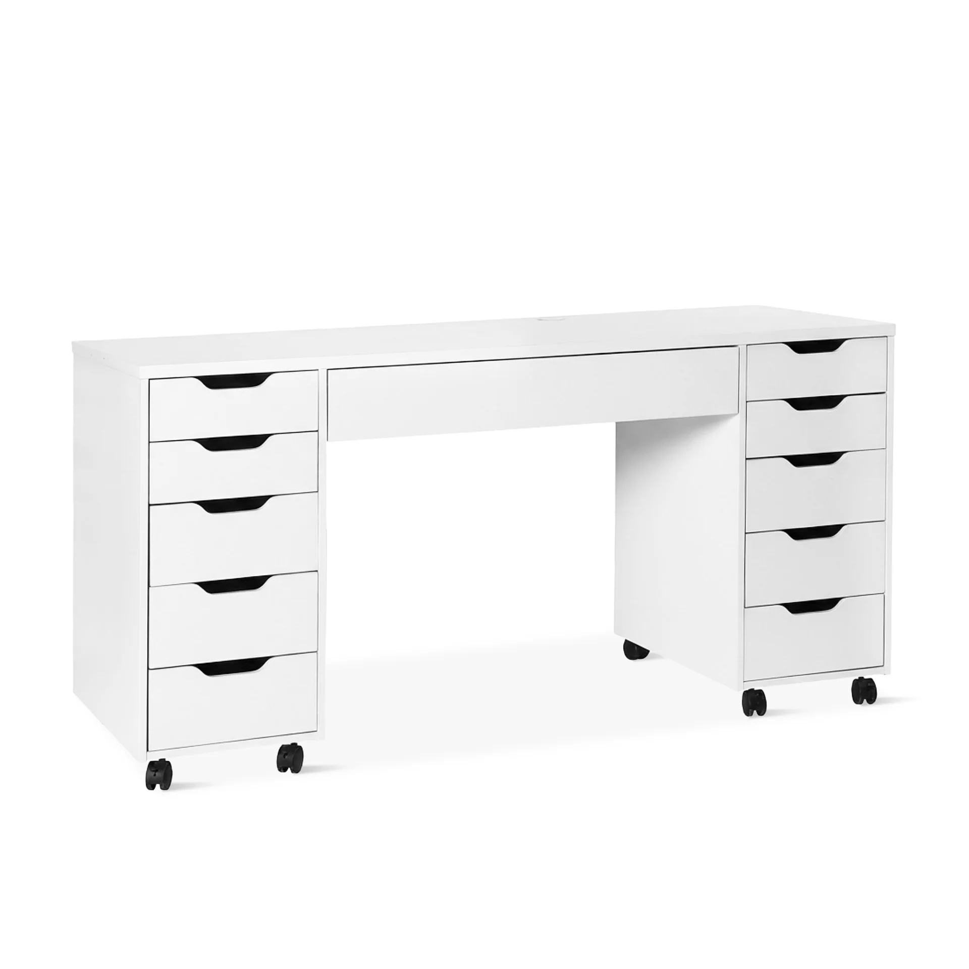 Ennova Rolling Computer Desk with Drawers - White - Image 6