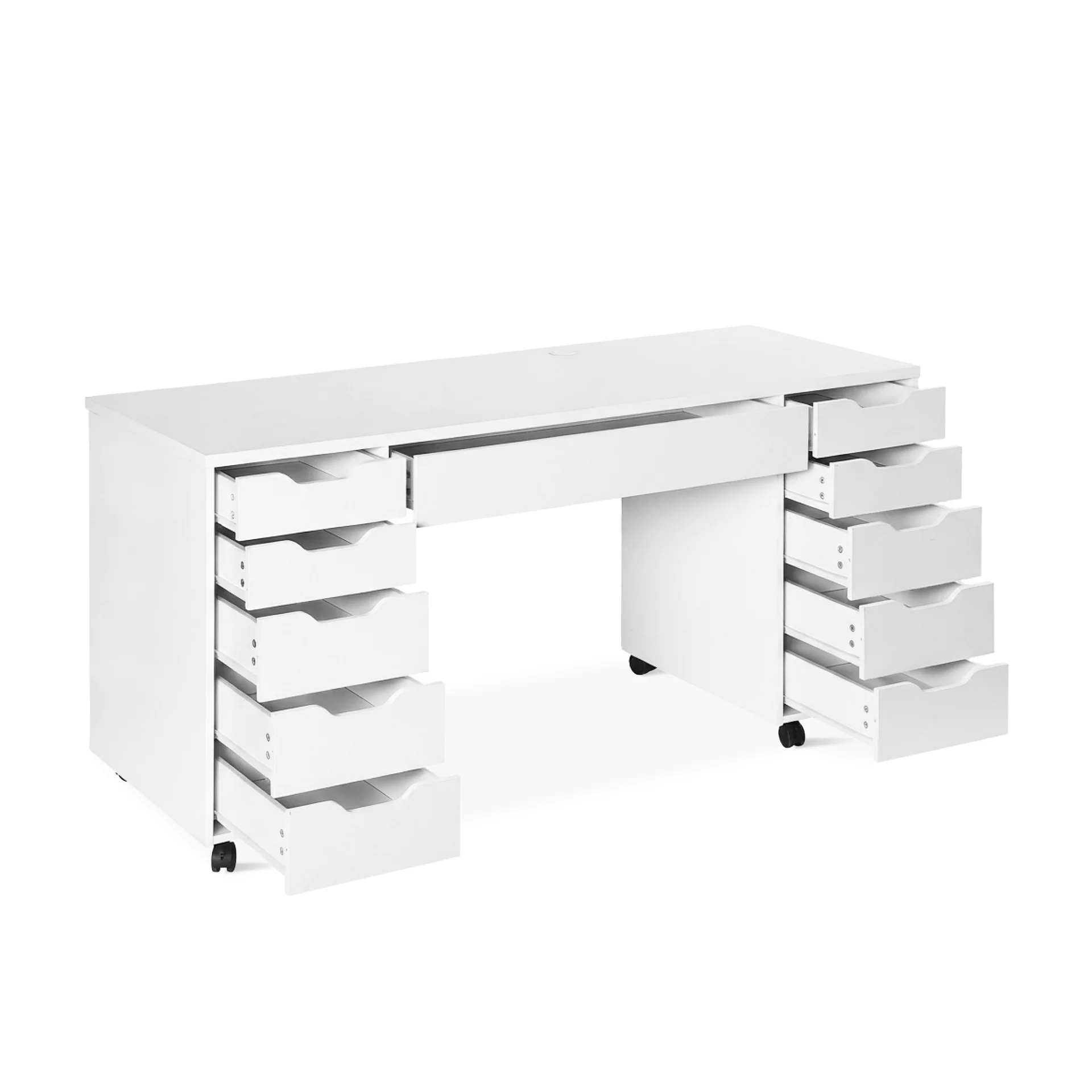 Ennova Rolling Computer Desk with Drawers - White - Image 7