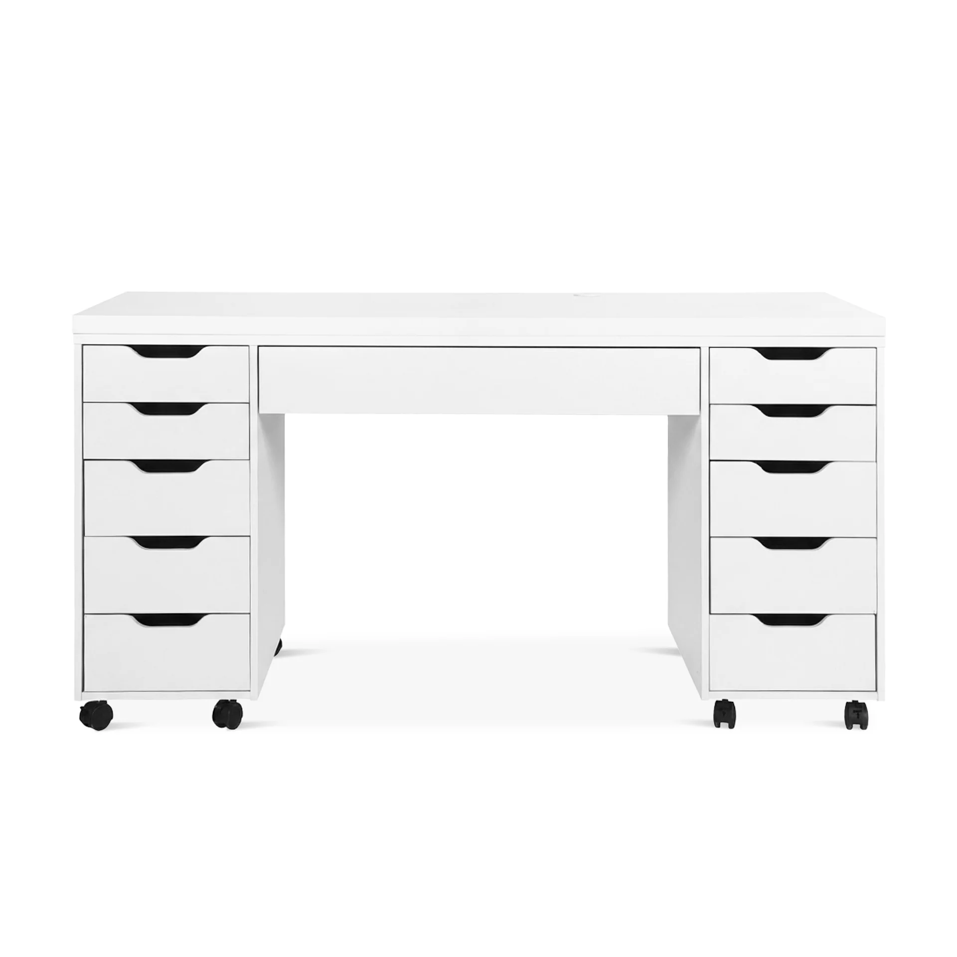 Ennova Rolling Computer Desk with Drawers - White - Image 8