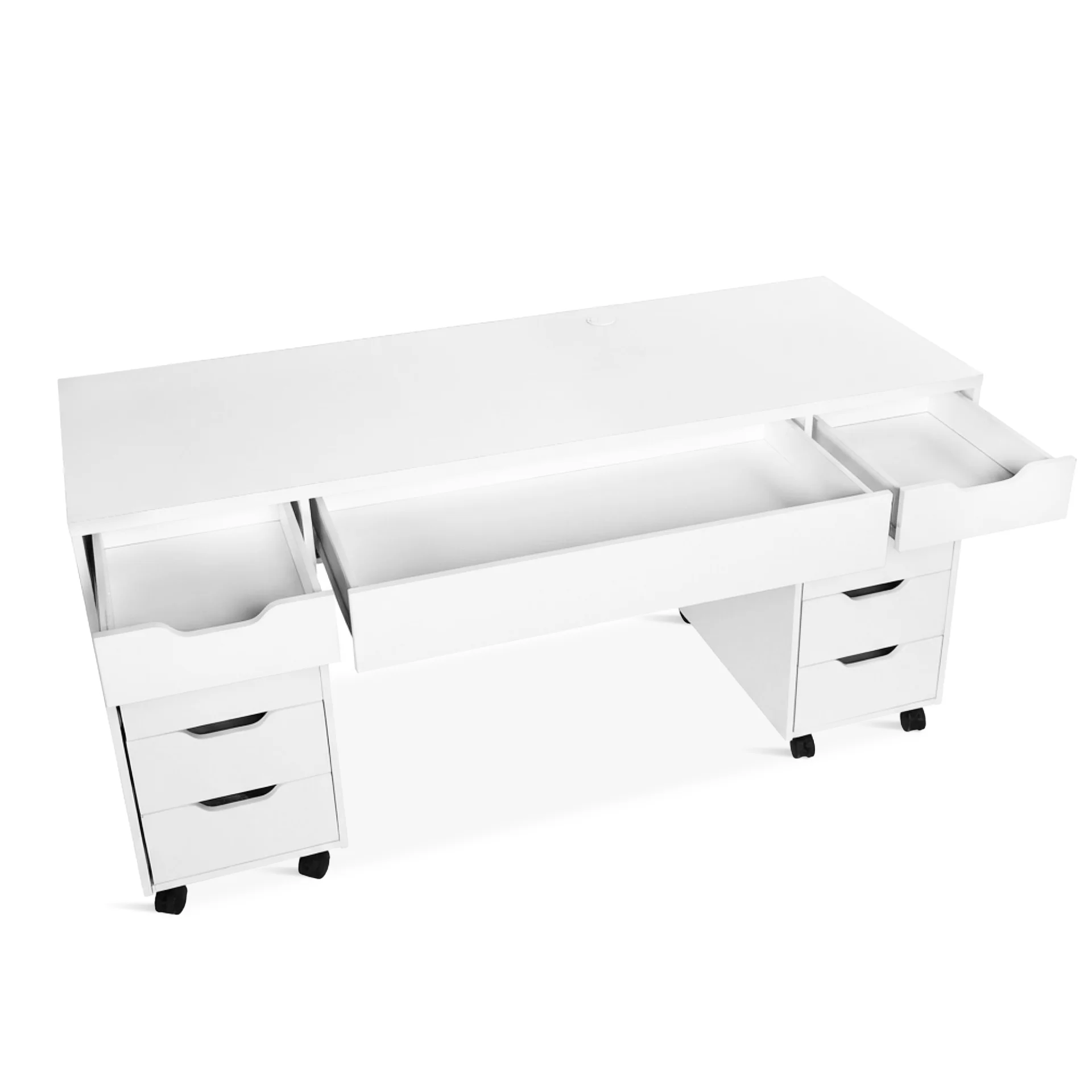Ennova Rolling Computer Desk with Drawers - White - Image 9