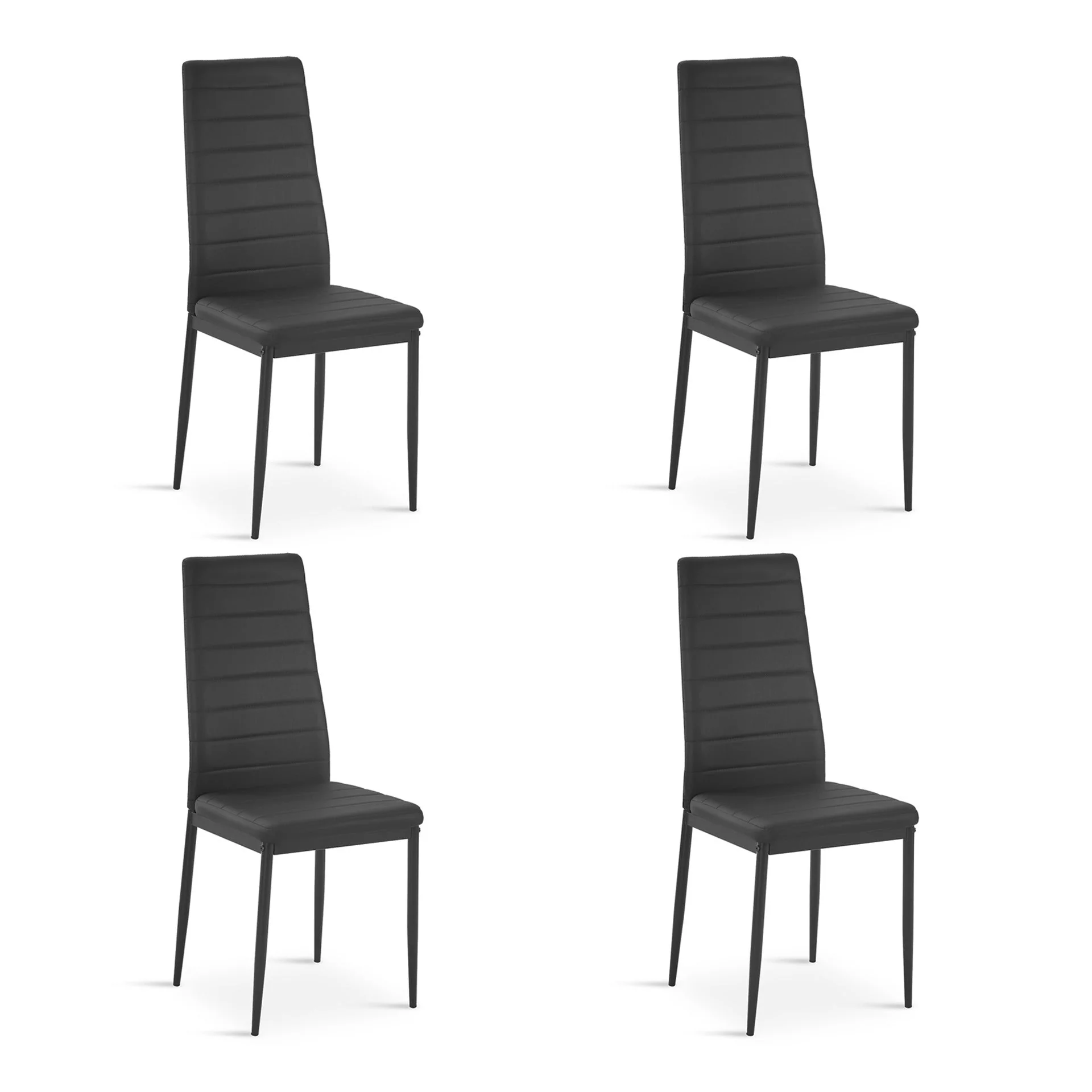Ethan PU Leather Dining Chair - Set of 4 - Black - Image 6