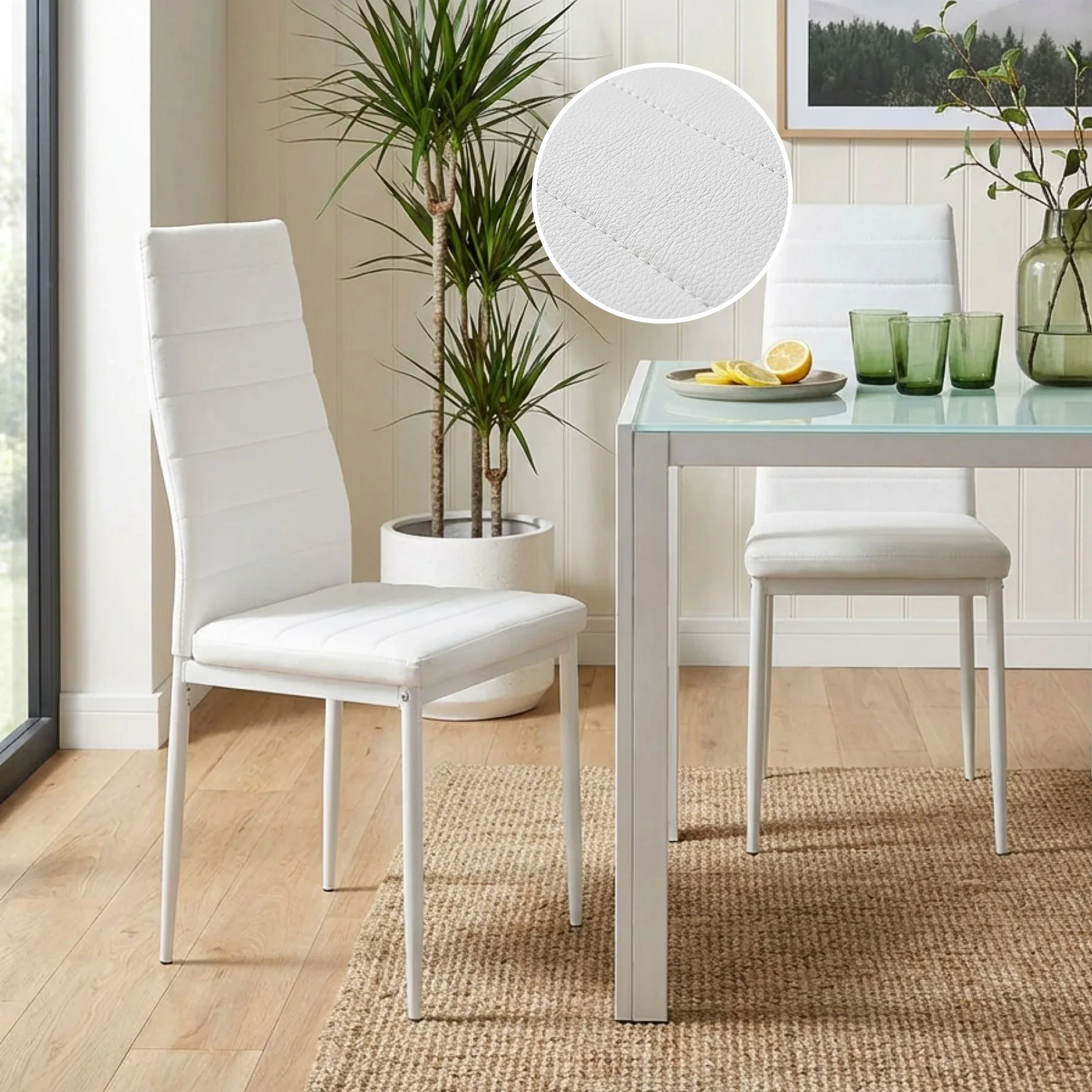 Ethan PU Leather Dining Chair - Set of 4 - White - Image 2