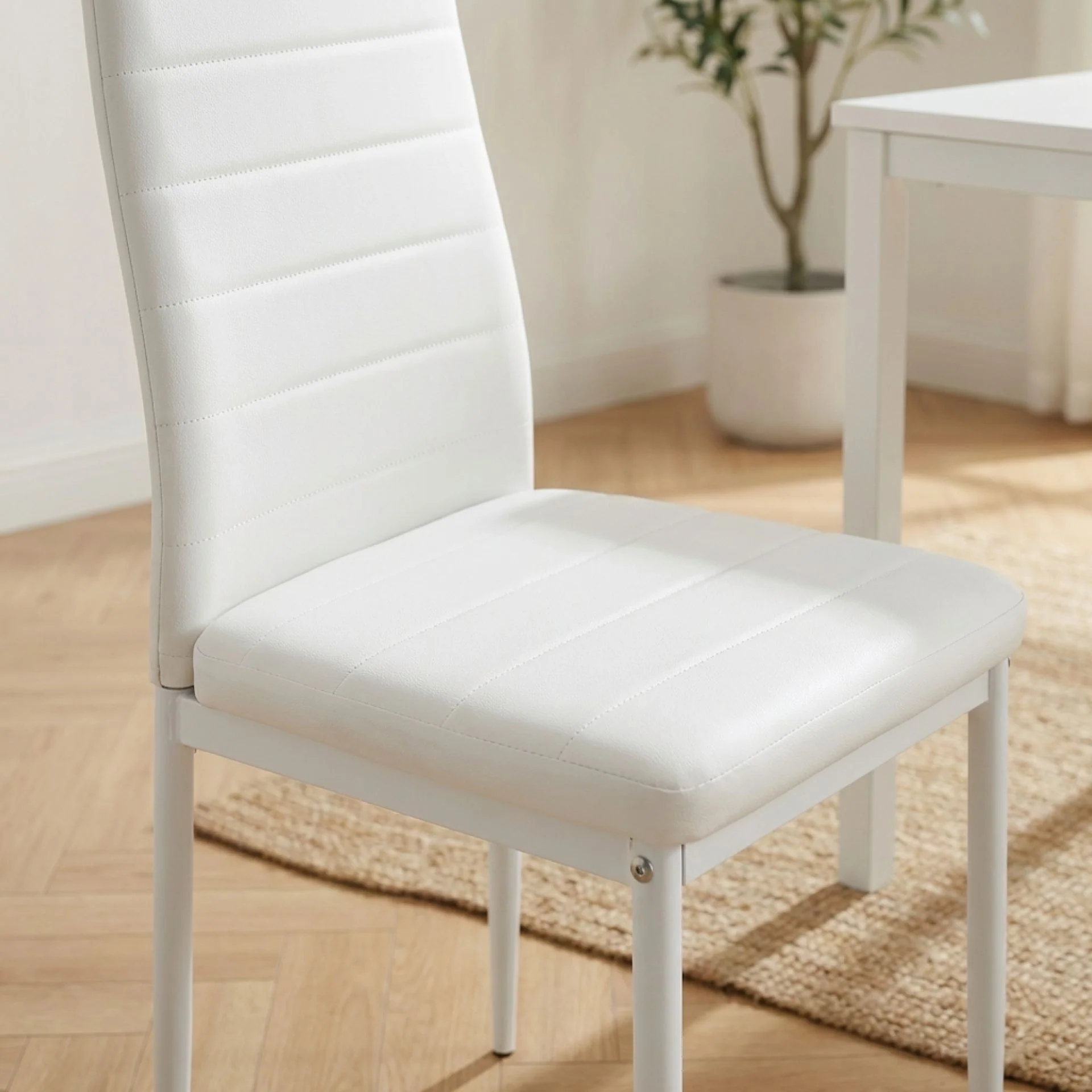 Ethan PU Leather Dining Chair - Set of 4 - White - Image 7