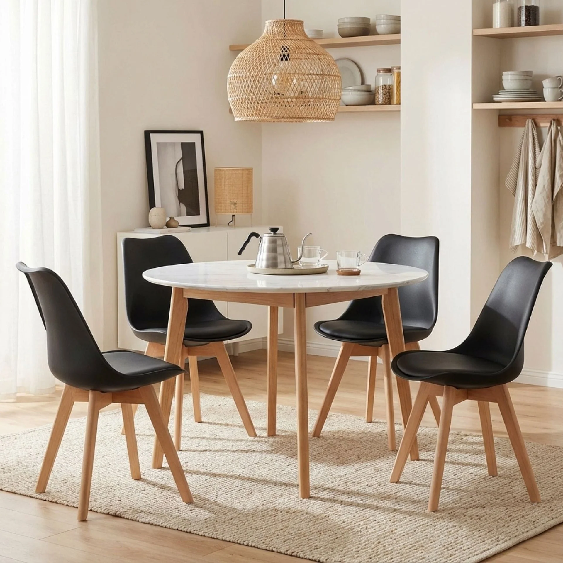 Evelyn Dining Chair Padded - Set of 4 - Black