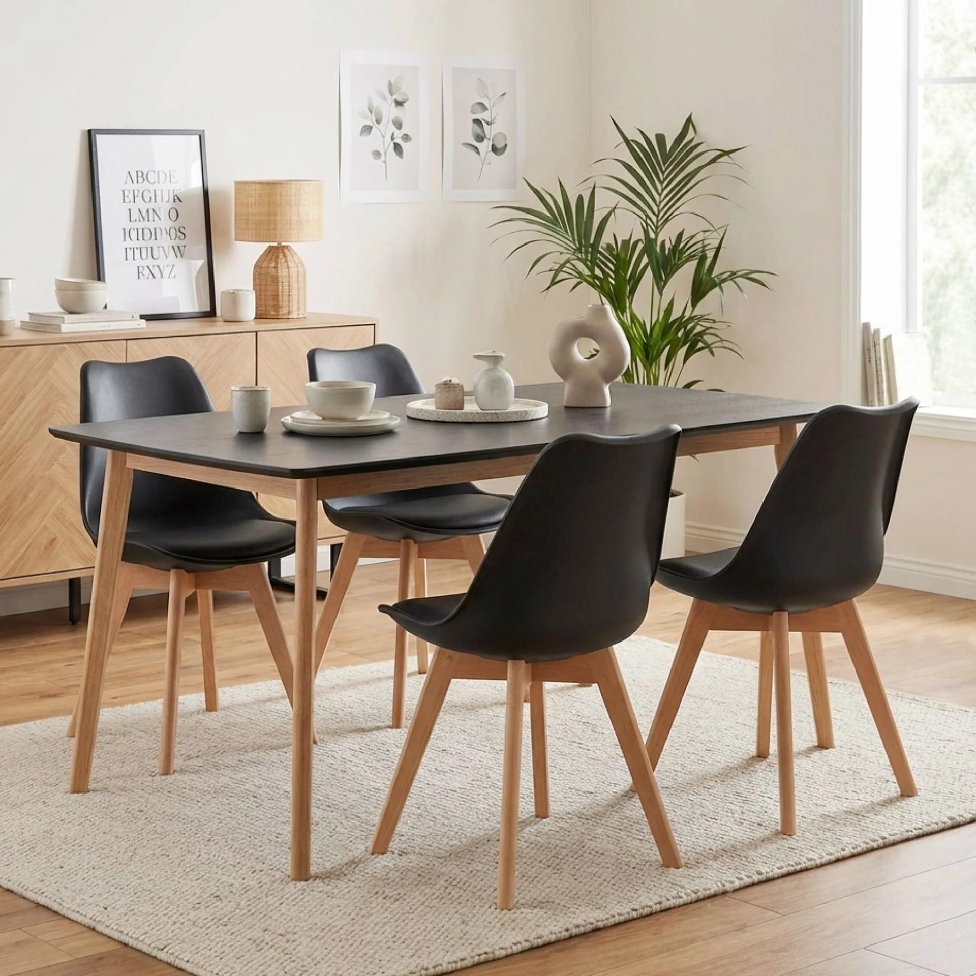 Evelyn Dining Chair Padded - Set of 4 - Black - Image 2