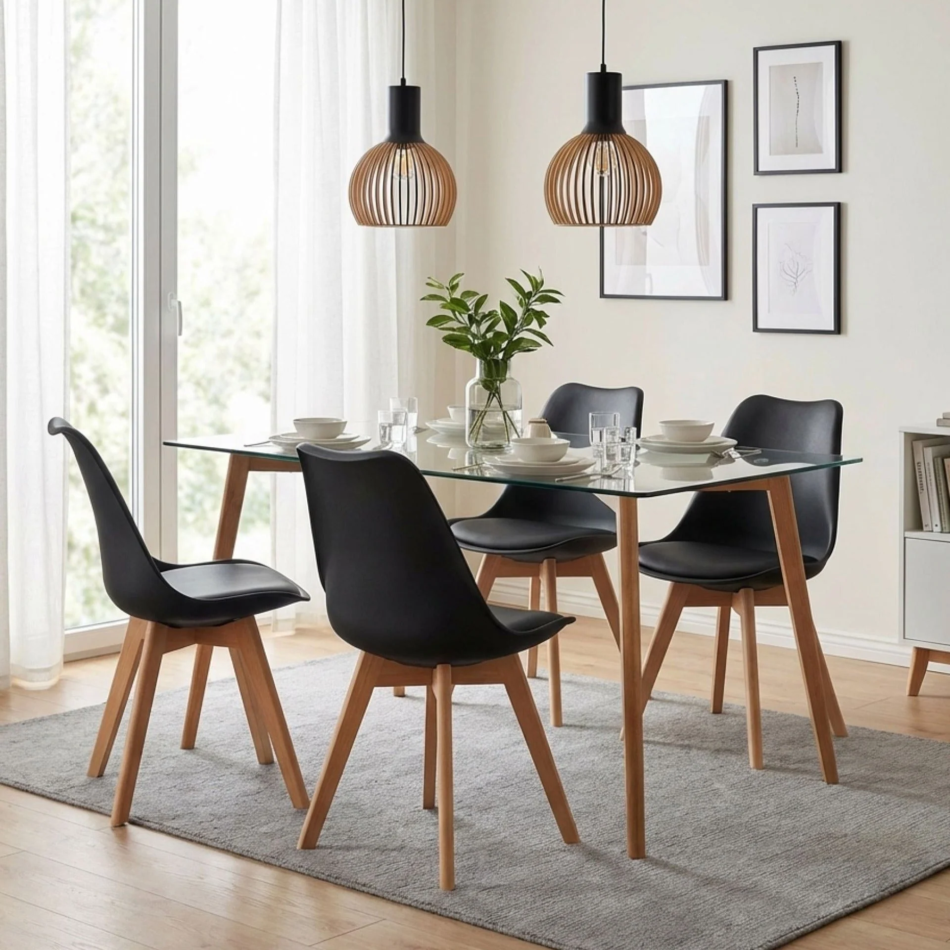 Evelyn Dining Chair Padded - Set of 4 - Black - Image 3